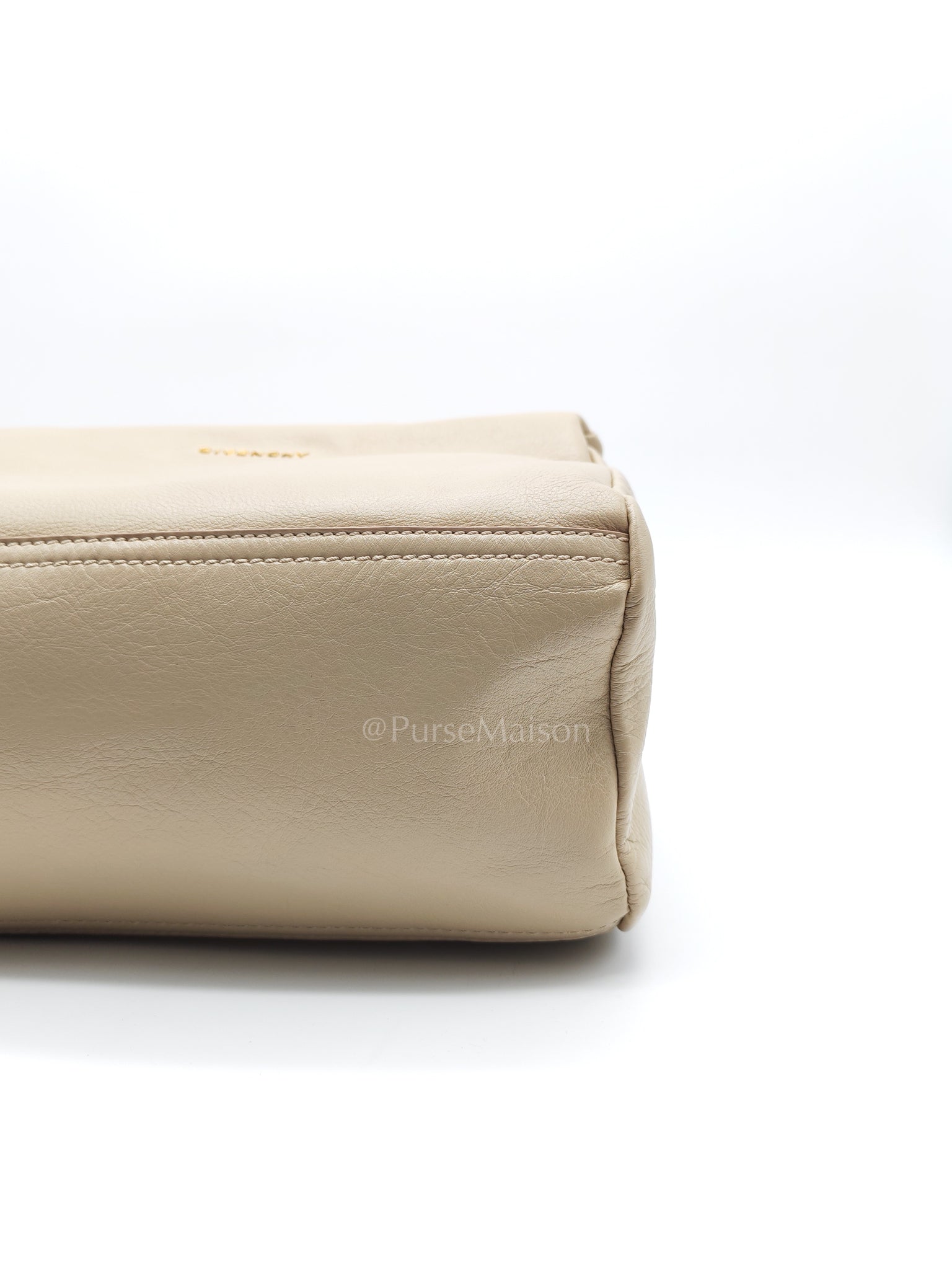 Pandora Small in Natural Beige Calfskin Leather Gold Hardware | Purse Maison Luxury Bags Shop