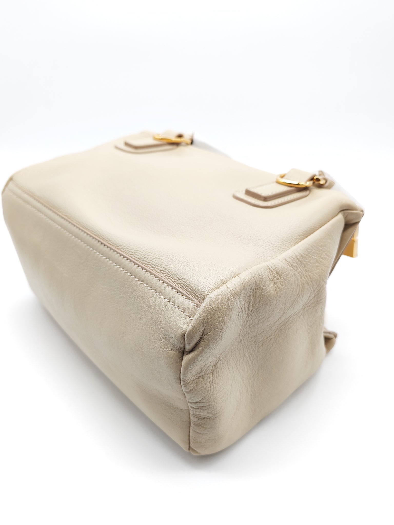 Pandora Small in Natural Beige Calfskin Leather Gold Hardware | Purse Maison Luxury Bags Shop