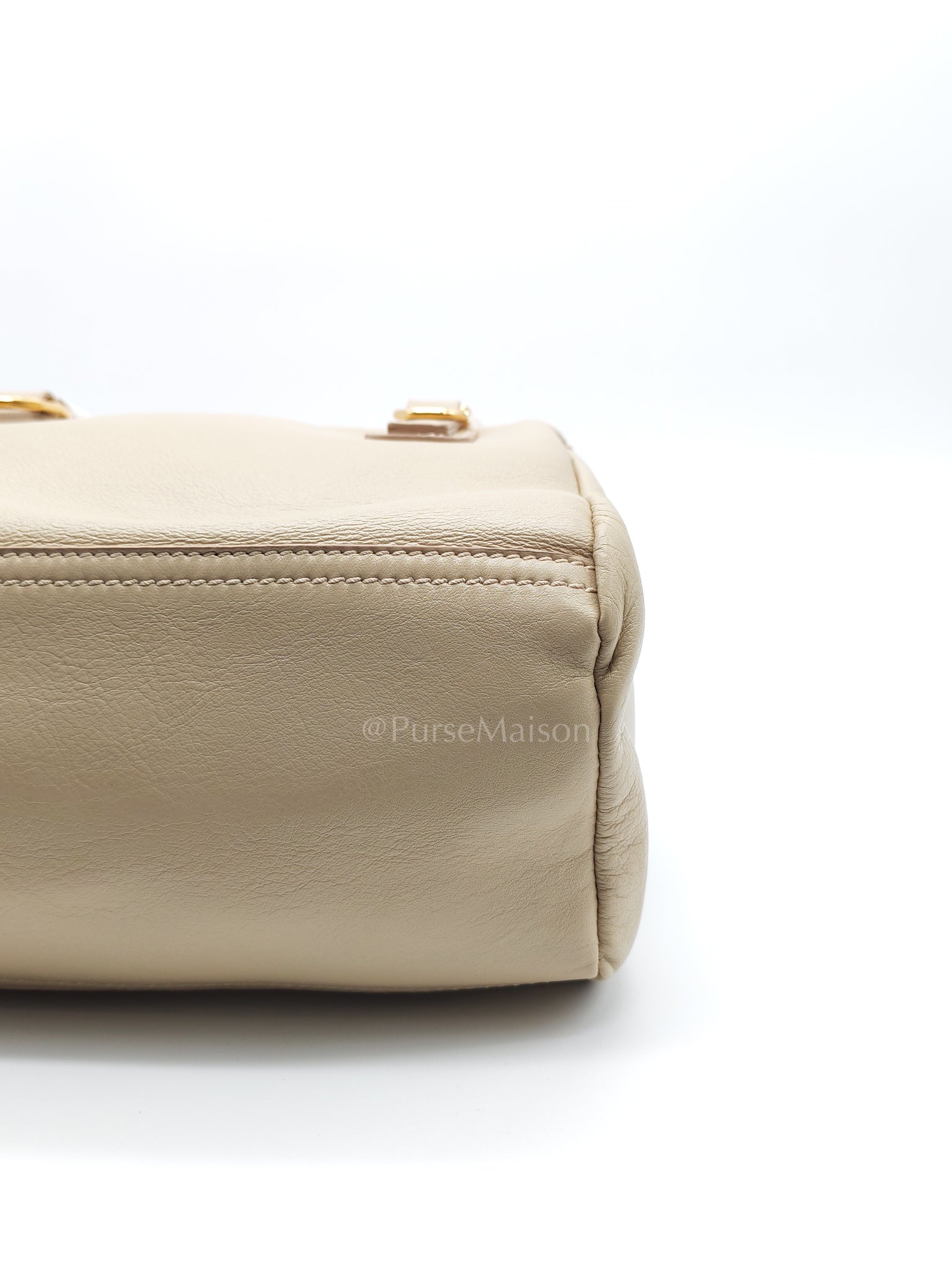 Pandora Small in Natural Beige Calfskin Leather Gold Hardware | Purse Maison Luxury Bags Shop