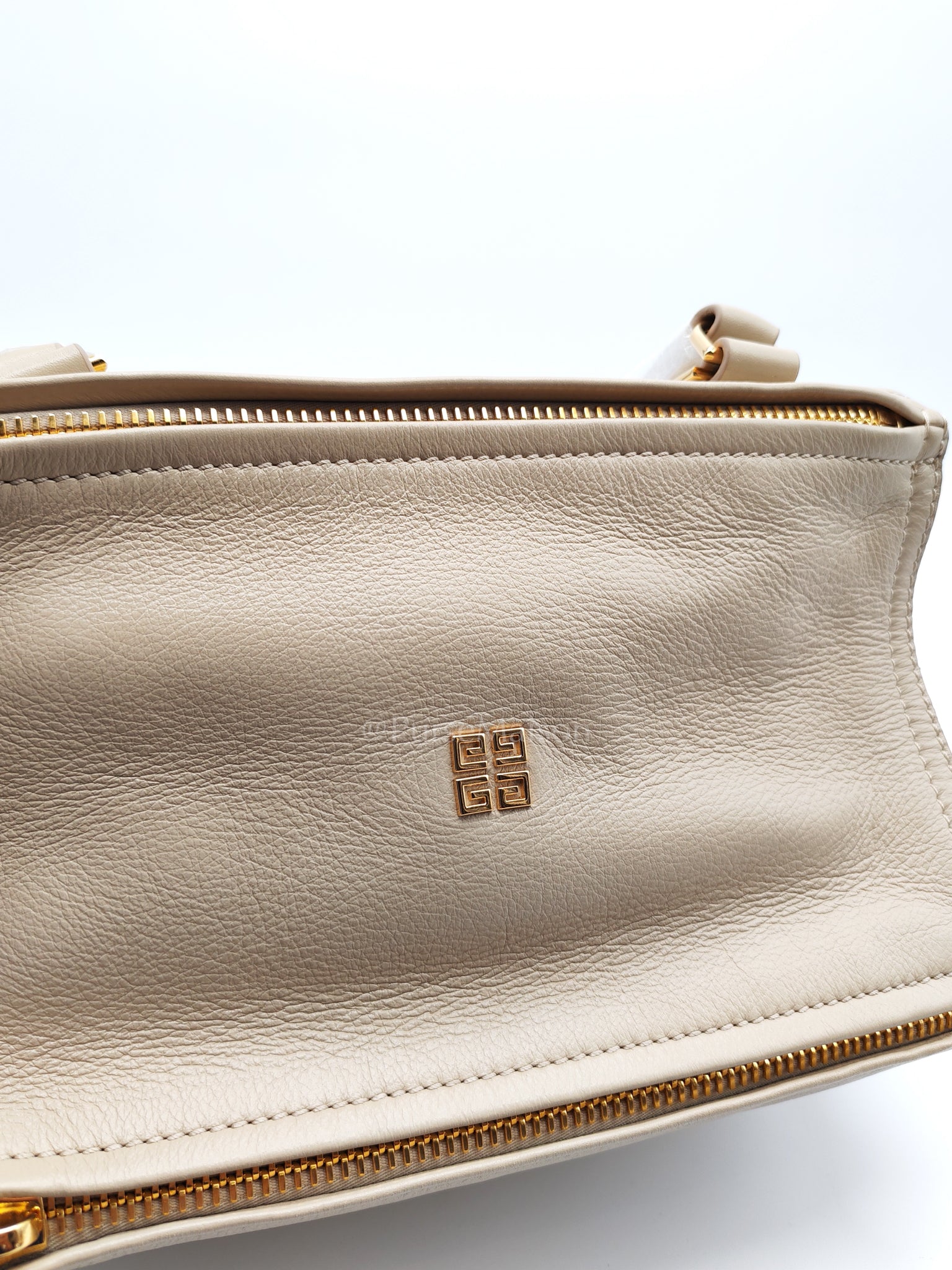 Pandora Small in Natural Beige Calfskin Leather Gold Hardware | Purse Maison Luxury Bags Shop