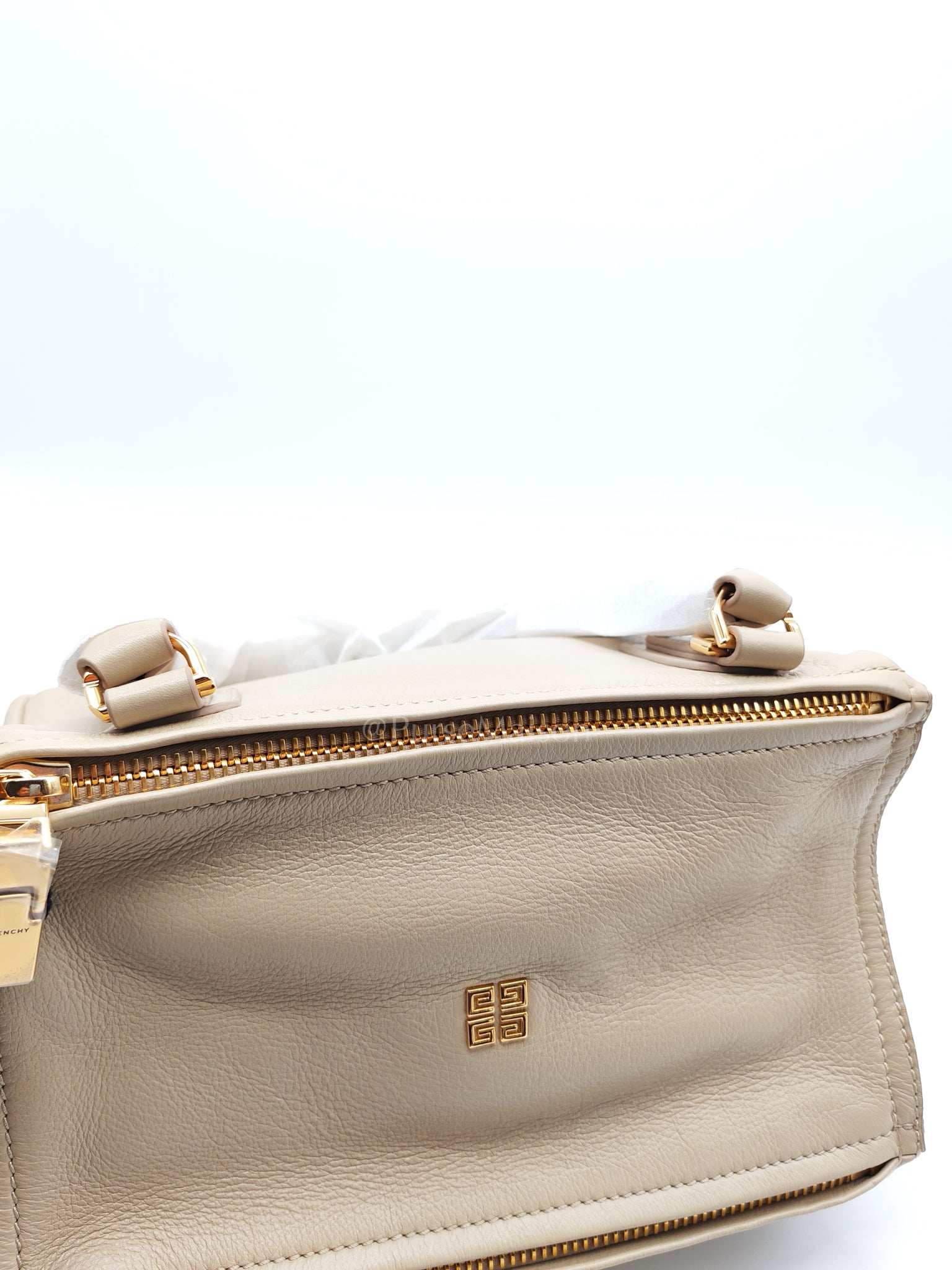 Pandora Small in Natural Beige Calfskin Leather Gold Hardware | Purse Maison Luxury Bags Shop