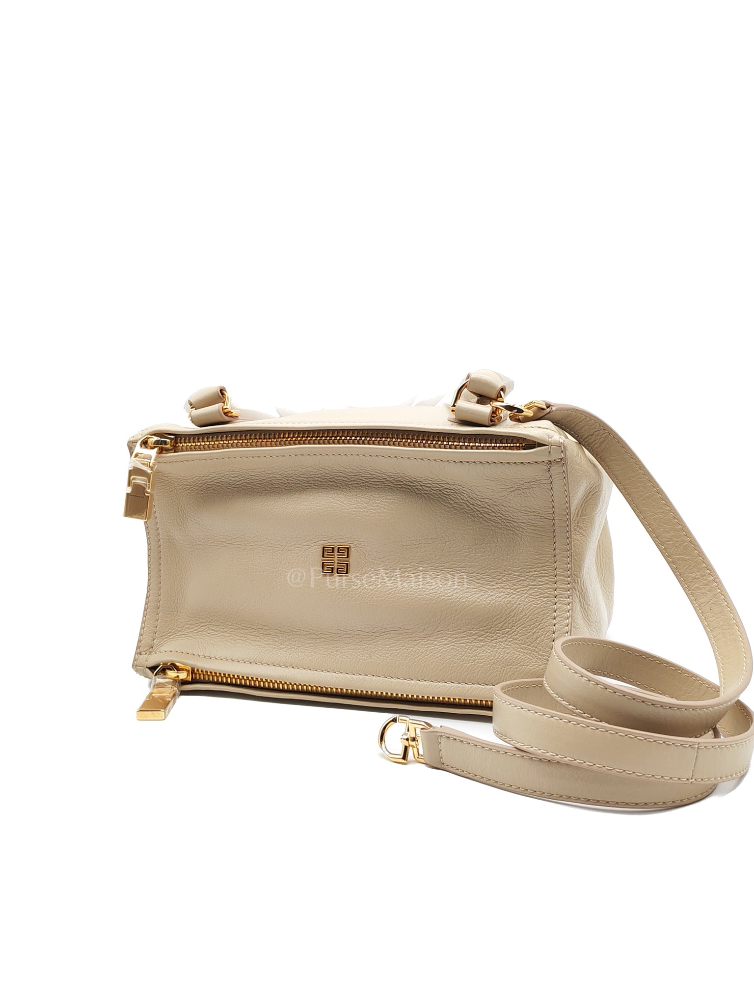 Pandora Small in Natural Beige Calfskin Leather Gold Hardware | Purse Maison Luxury Bags Shop