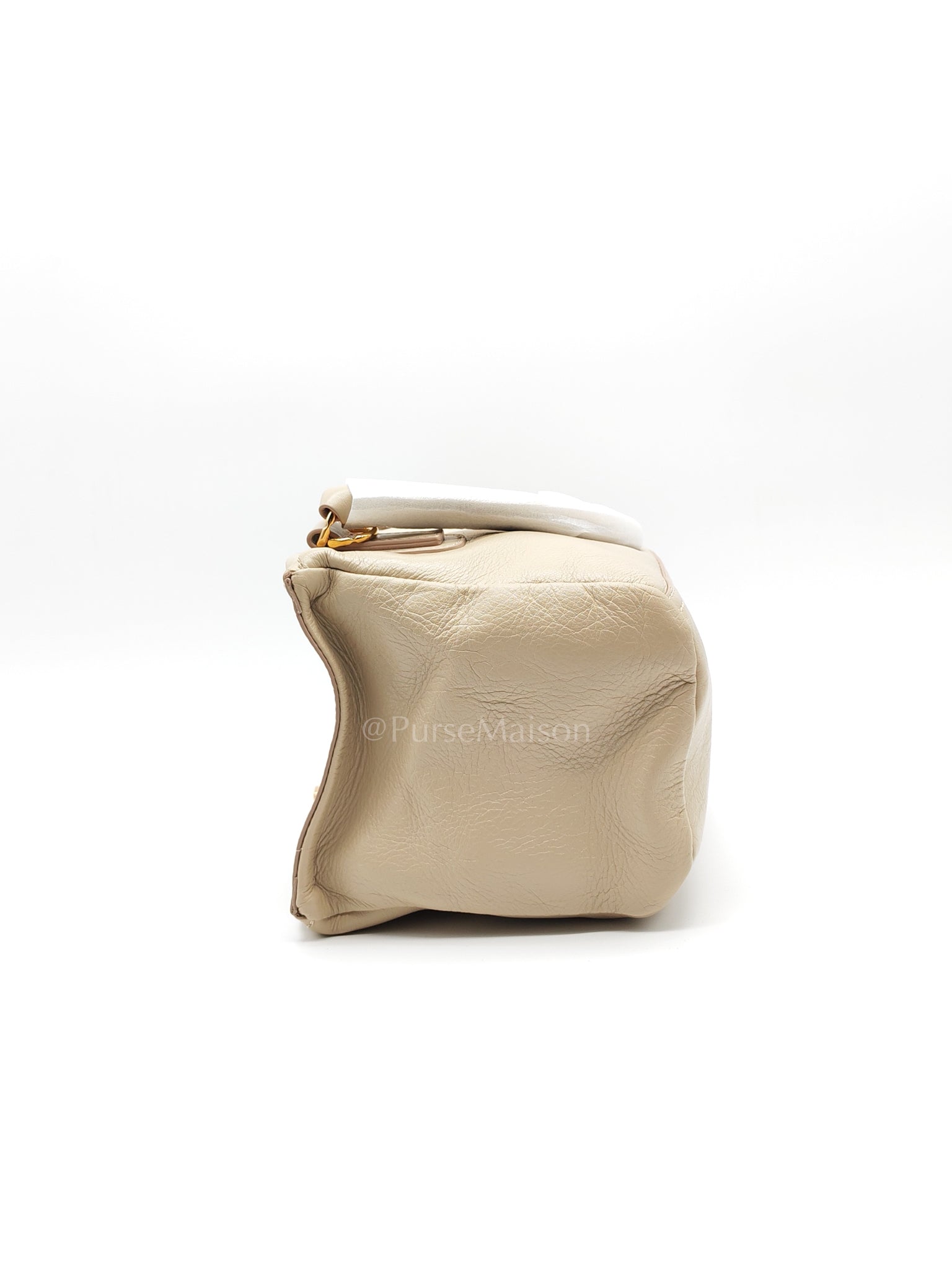 Pandora Small in Natural Beige Calfskin Leather Gold Hardware | Purse Maison Luxury Bags Shop