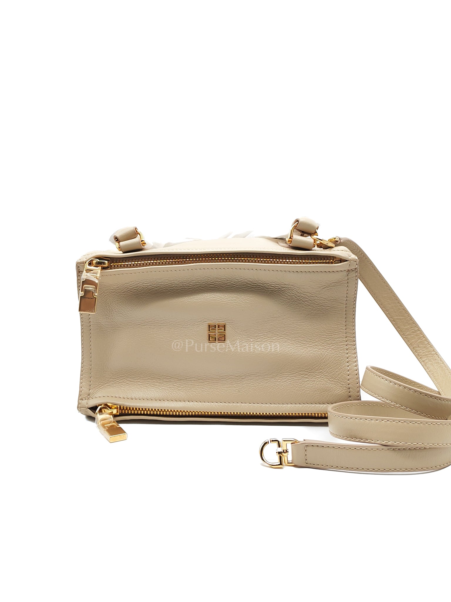 Pandora Small in Natural Beige Calfskin Leather Gold Hardware | Purse Maison Luxury Bags Shop