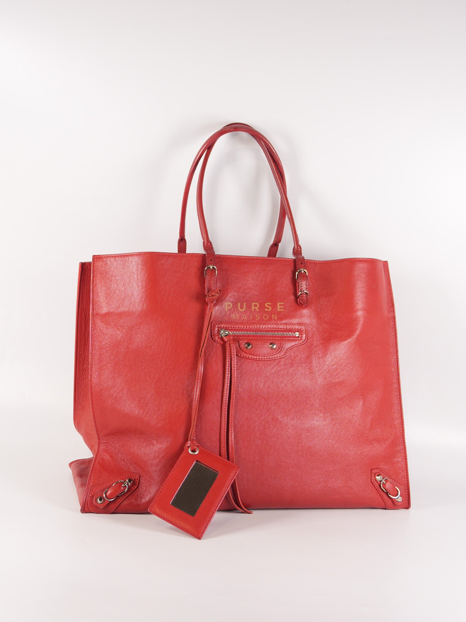 Papier A4 40 in Red Calfskin Leather Tote Bag | Purse Maison Luxury Bags Shop