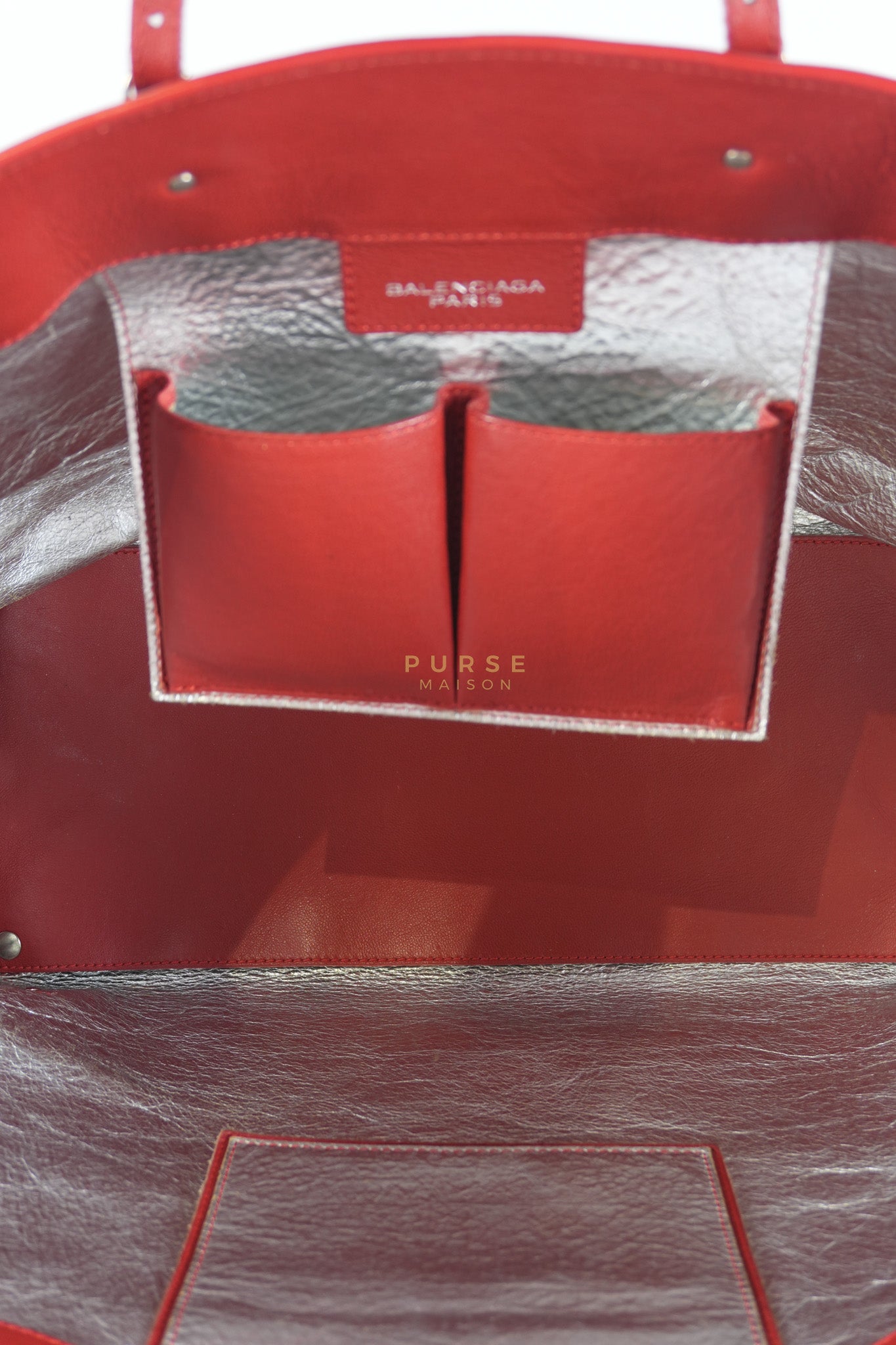 Papier A4 40 in Red Calfskin Leather Tote Bag | Purse Maison Luxury Bags Shop