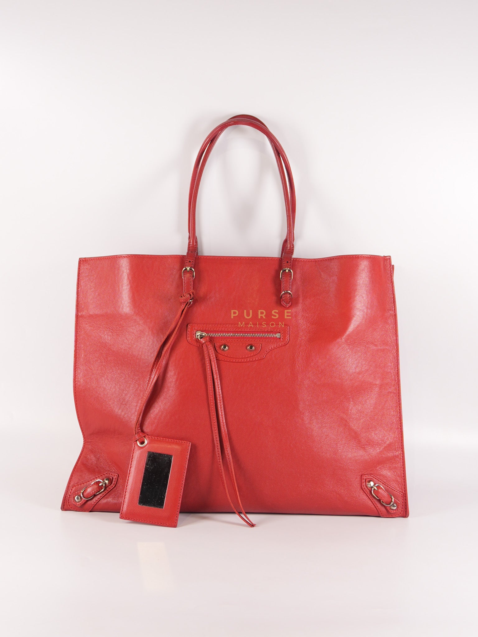 Papier A4 40 in Red Calfskin Leather Tote Bag | Purse Maison Luxury Bags Shop