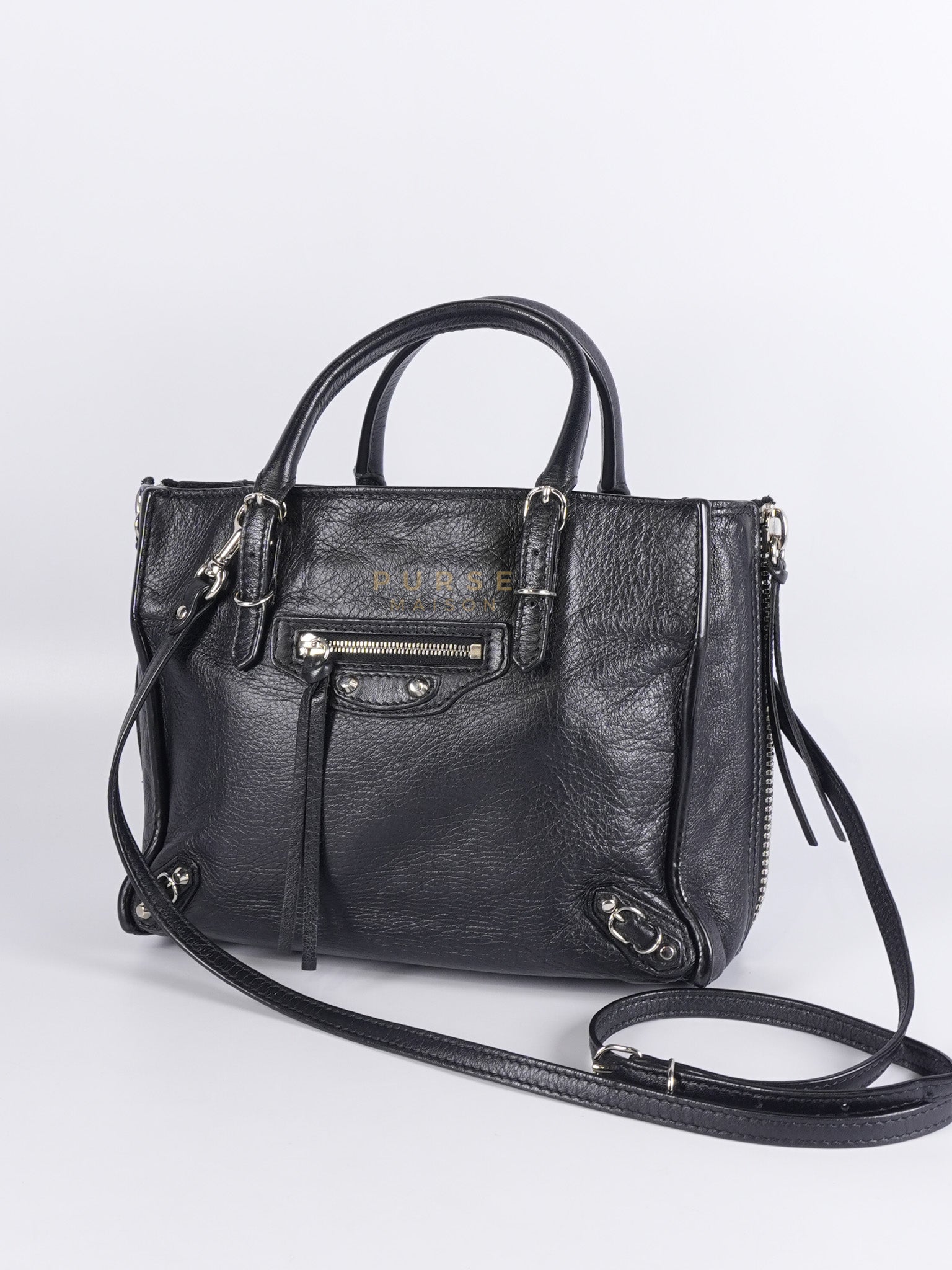 Papier A4 Mini Tote Black in Calfskin Leather | Purse Maison Luxury Bags Shop