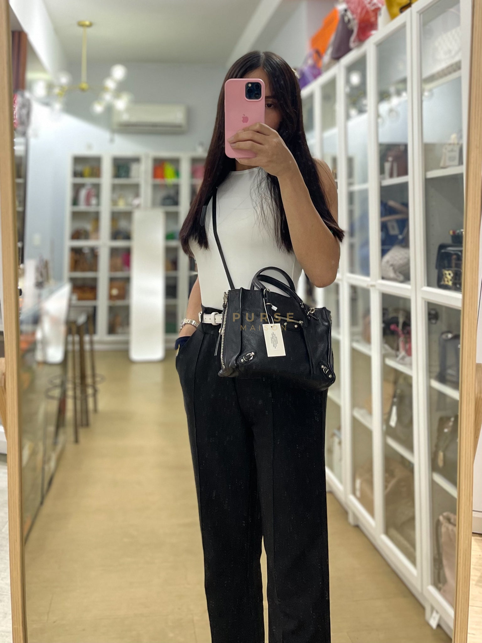 Papier A4 Mini Tote Black in Calfskin Leather | Purse Maison Luxury Bags Shop
