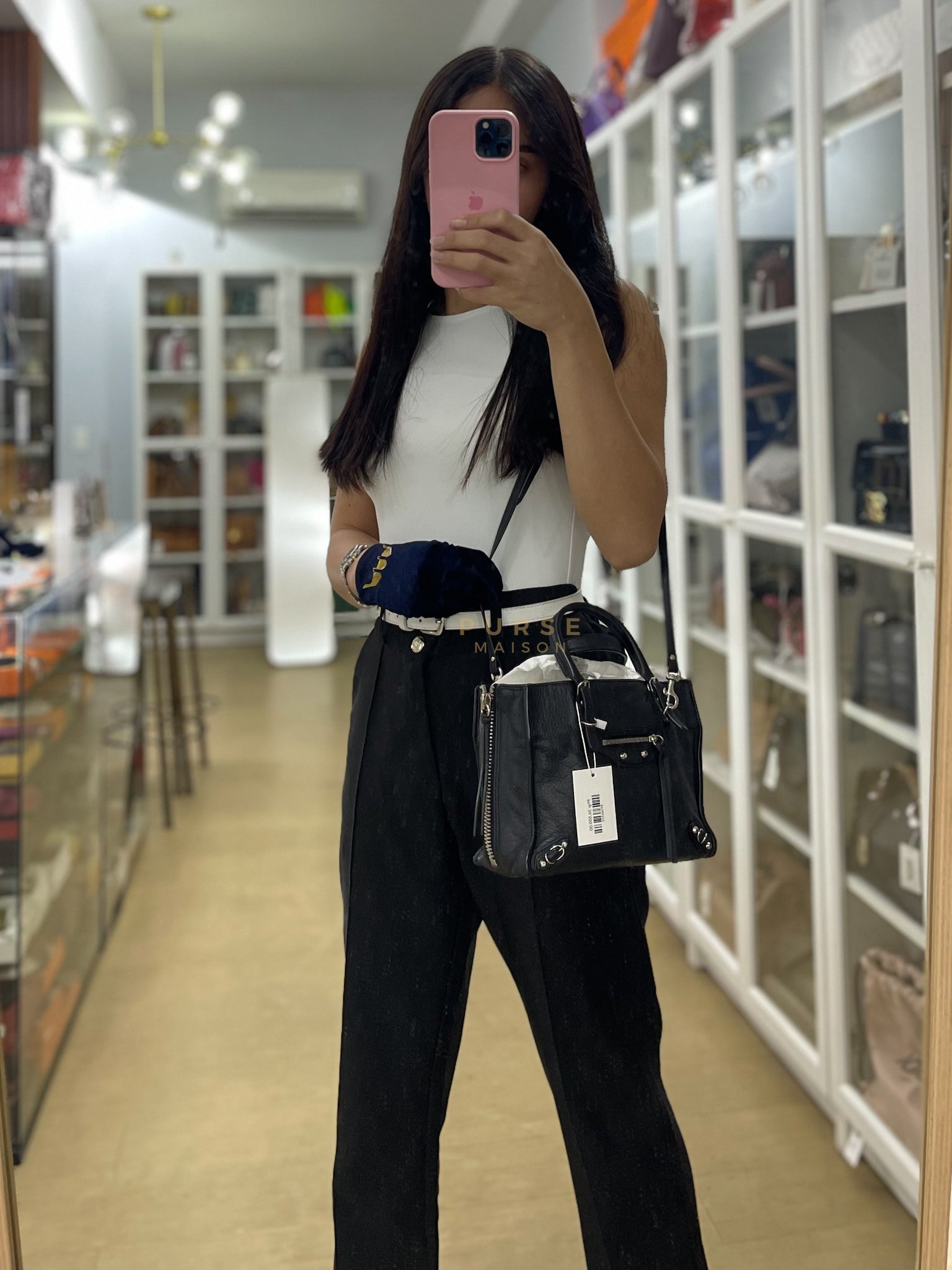 Papier A4 Mini Tote Black in Calfskin Leather | Purse Maison Luxury Bags Shop