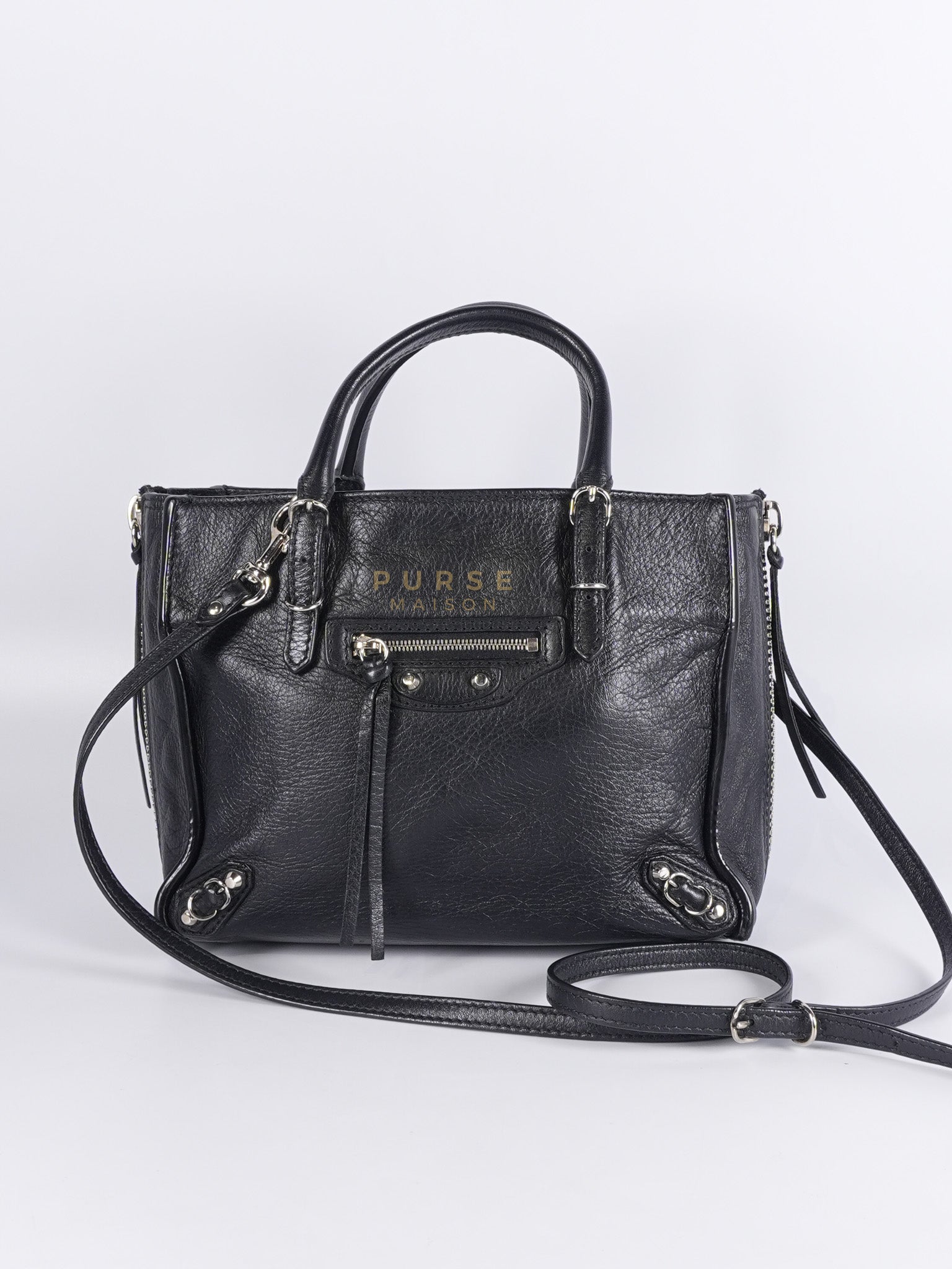 Papier A4 Mini Tote Black in Calfskin Leather | Purse Maison Luxury Bags Shop