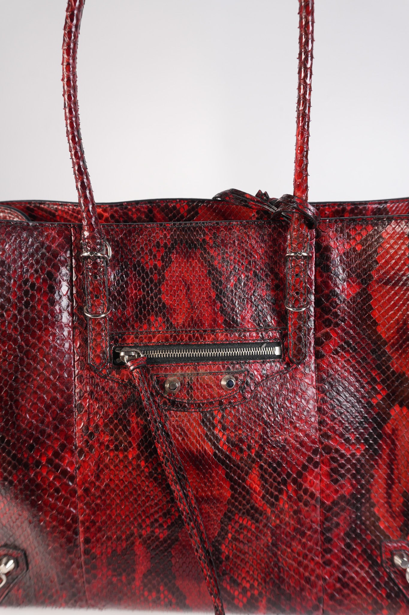 Papier A6 Red/Black Python Exotic Leather Zip Around Crossbody Bag | Purse Maison Luxury Bags Shop