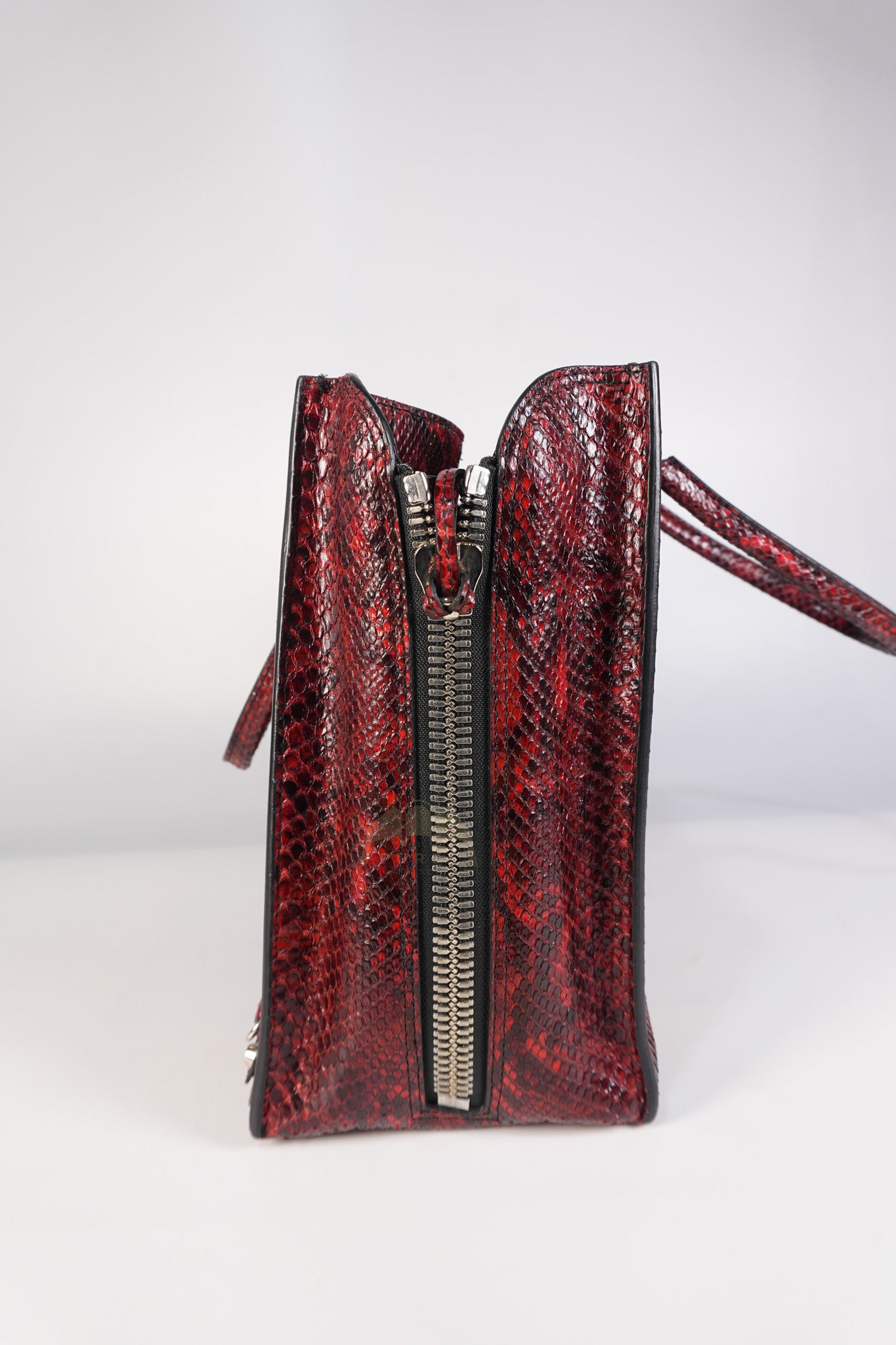Papier A6 Red/Black Python Exotic Leather Zip Around Crossbody Bag | Purse Maison Luxury Bags Shop