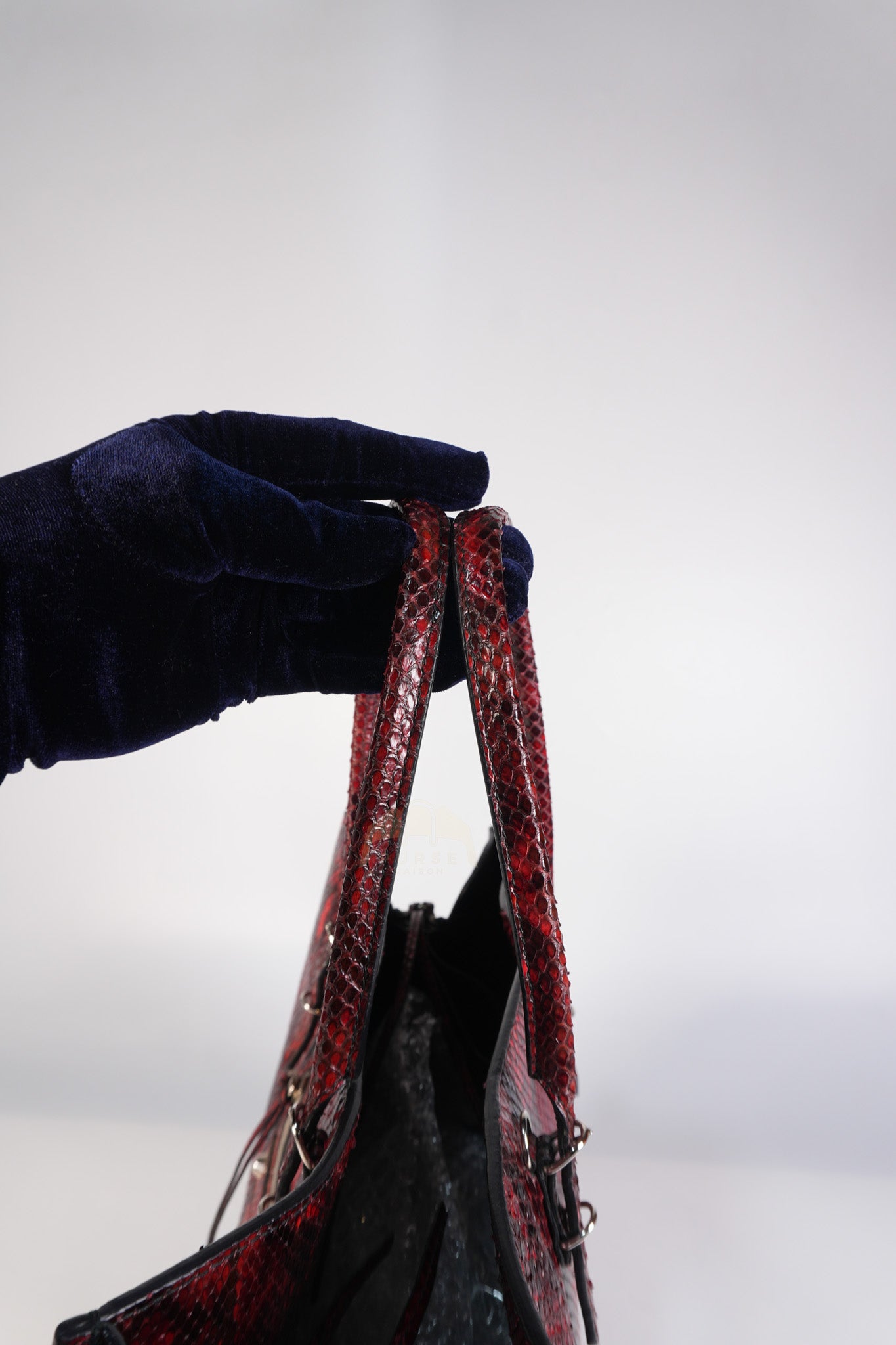 Papier A6 Red/Black Python Exotic Leather Zip Around Crossbody Bag | Purse Maison Luxury Bags Shop