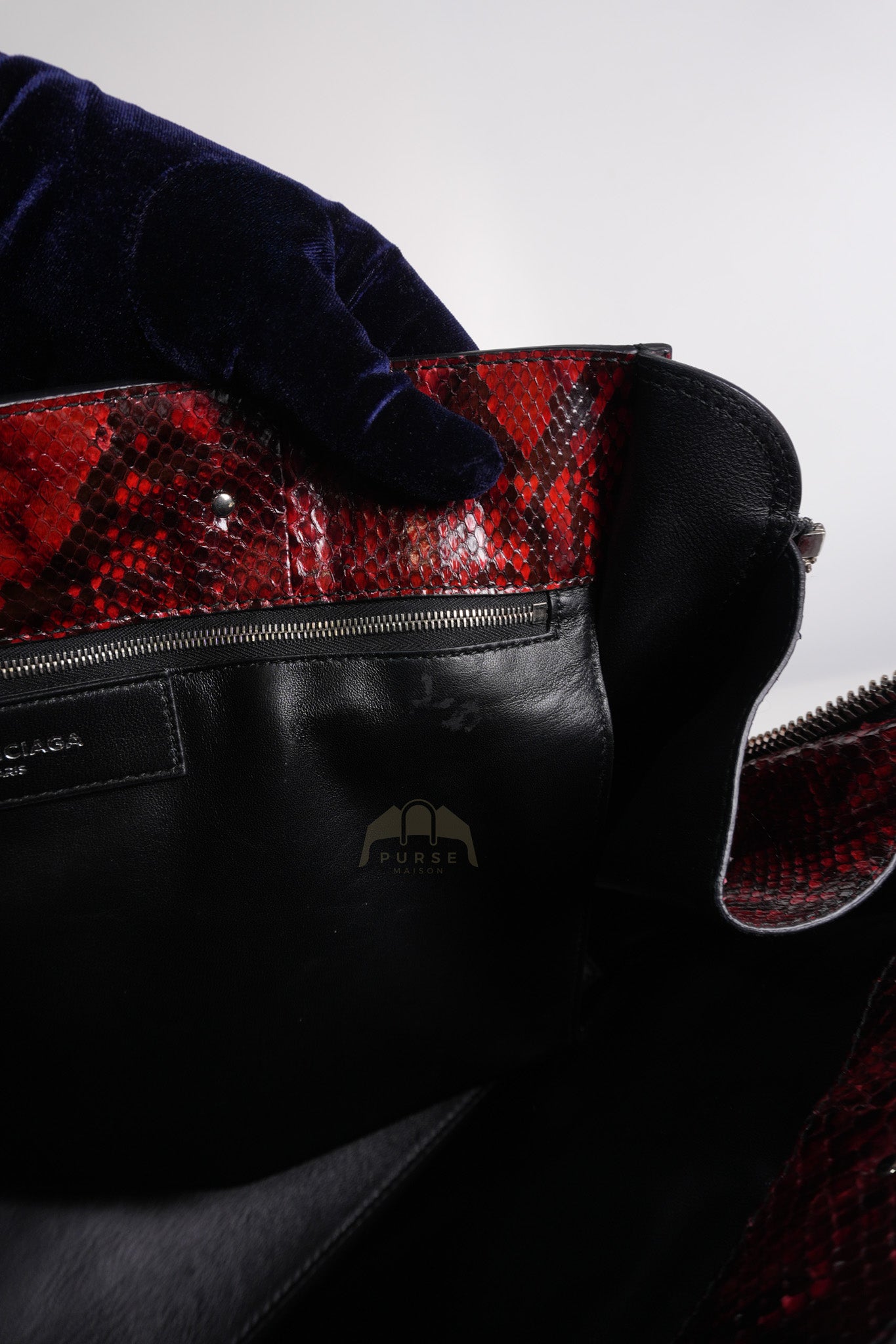 Papier A6 Red/Black Python Exotic Leather Zip Around Crossbody Bag | Purse Maison Luxury Bags Shop