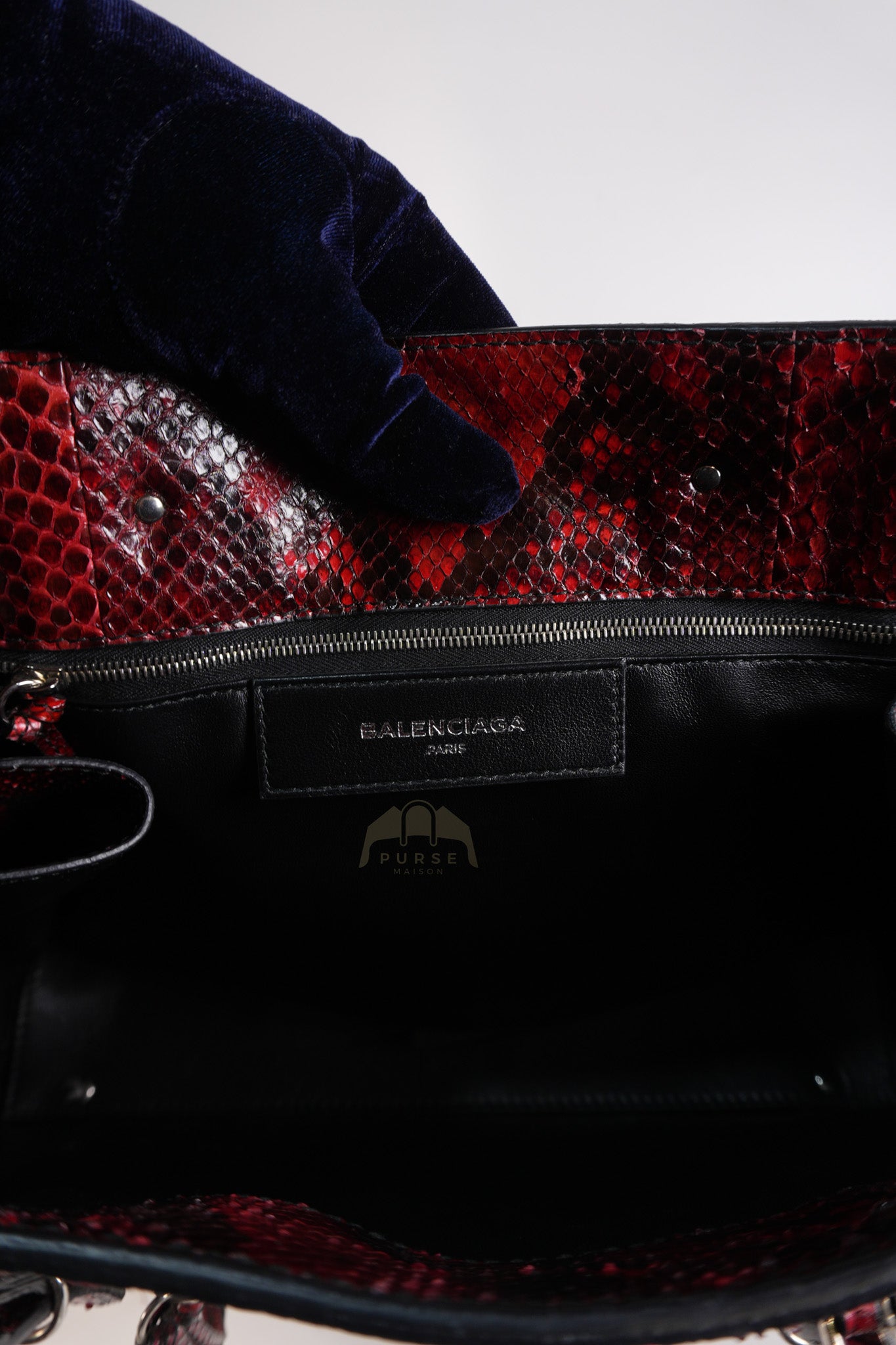 Papier A6 Red/Black Python Exotic Leather Zip Around Crossbody Bag | Purse Maison Luxury Bags Shop