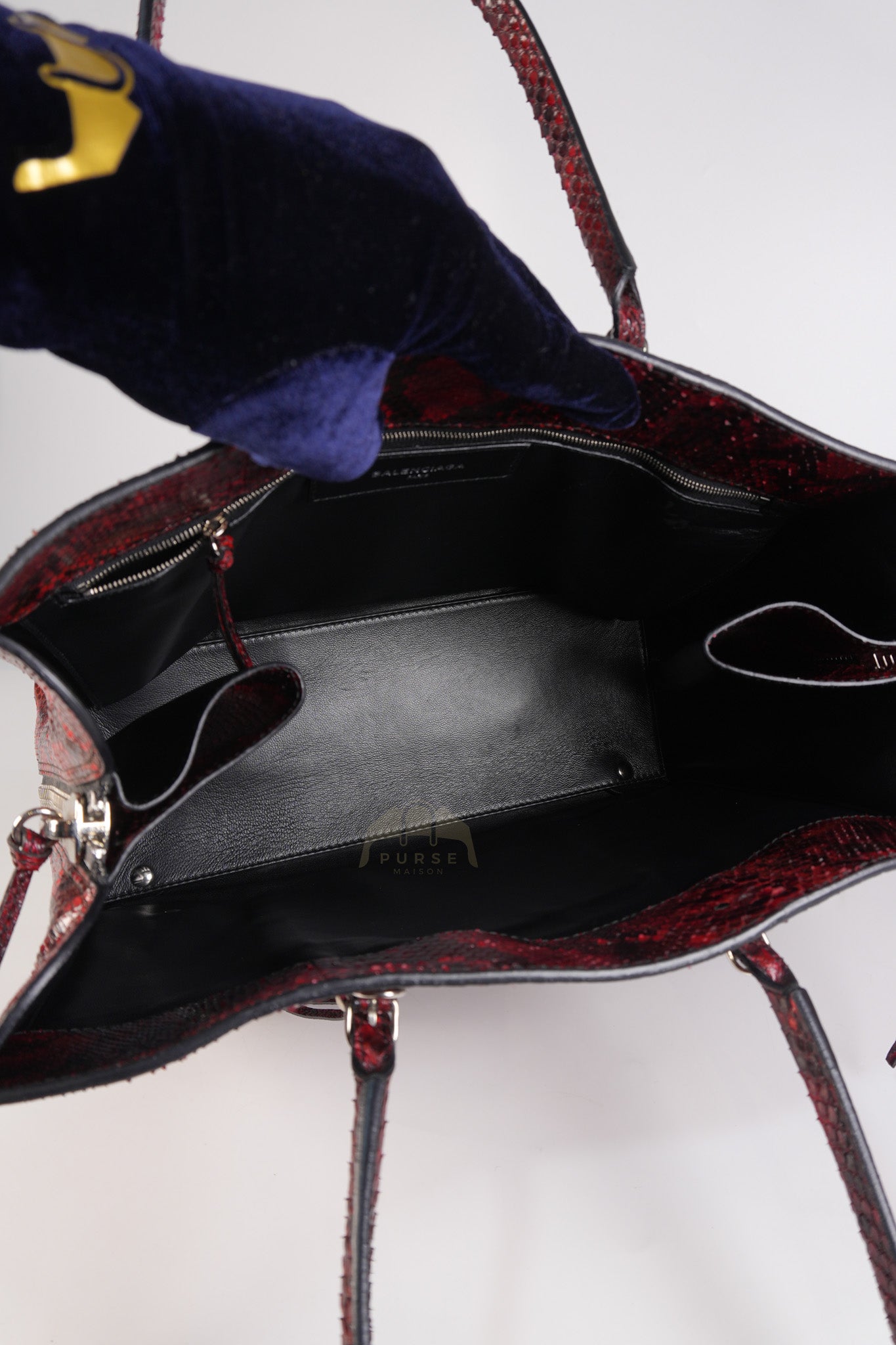 Papier A6 Red/Black Python Exotic Leather Zip Around Crossbody Bag | Purse Maison Luxury Bags Shop