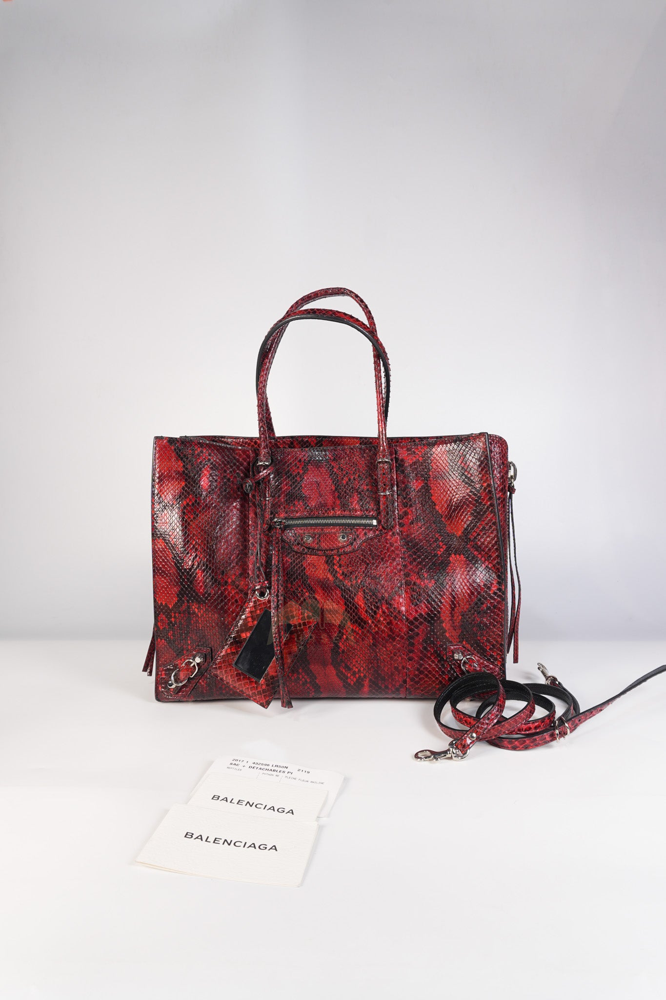 Papier A6 Red/Black Python Exotic Leather Zip Around Crossbody Bag | Purse Maison Luxury Bags Shop