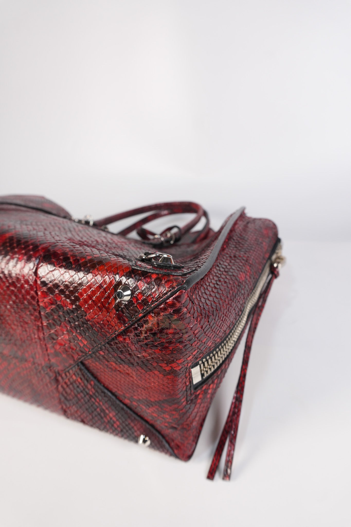 Papier A6 Red/Black Python Exotic Leather Zip Around Crossbody Bag | Purse Maison Luxury Bags Shop