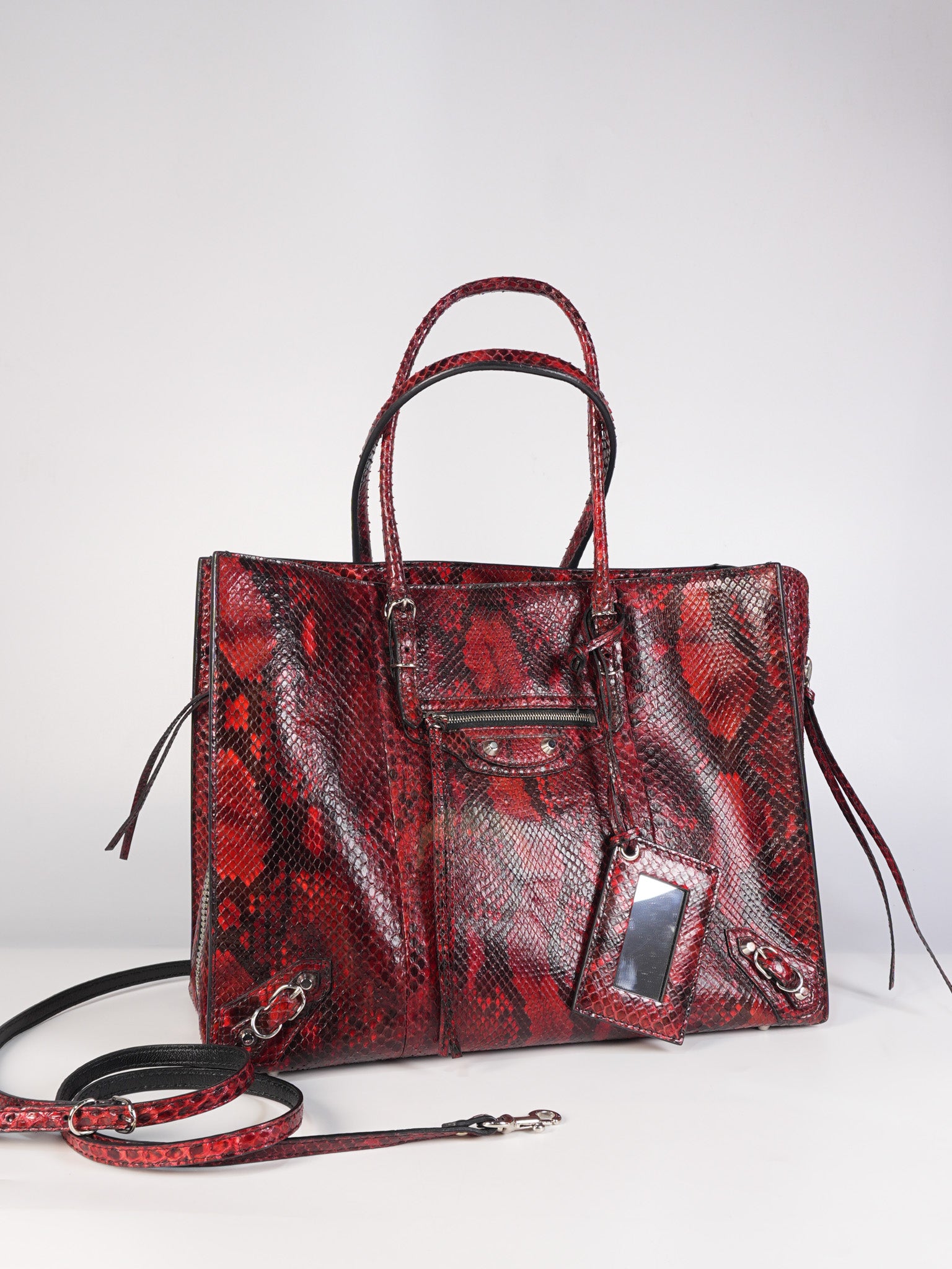 Papier A6 Red/Black Python Exotic Leather Zip Around Crossbody Bag | Purse Maison Luxury Bags Shop