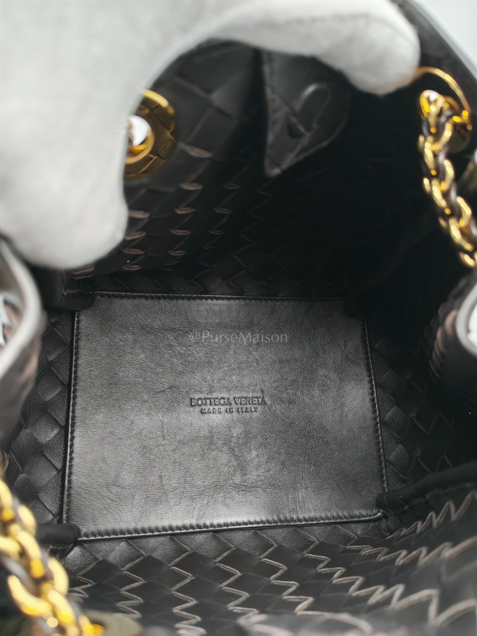 Parachute Small in Fondant Intrecciato Leather Chain Bag | Purse Maison Luxury Bags Shop