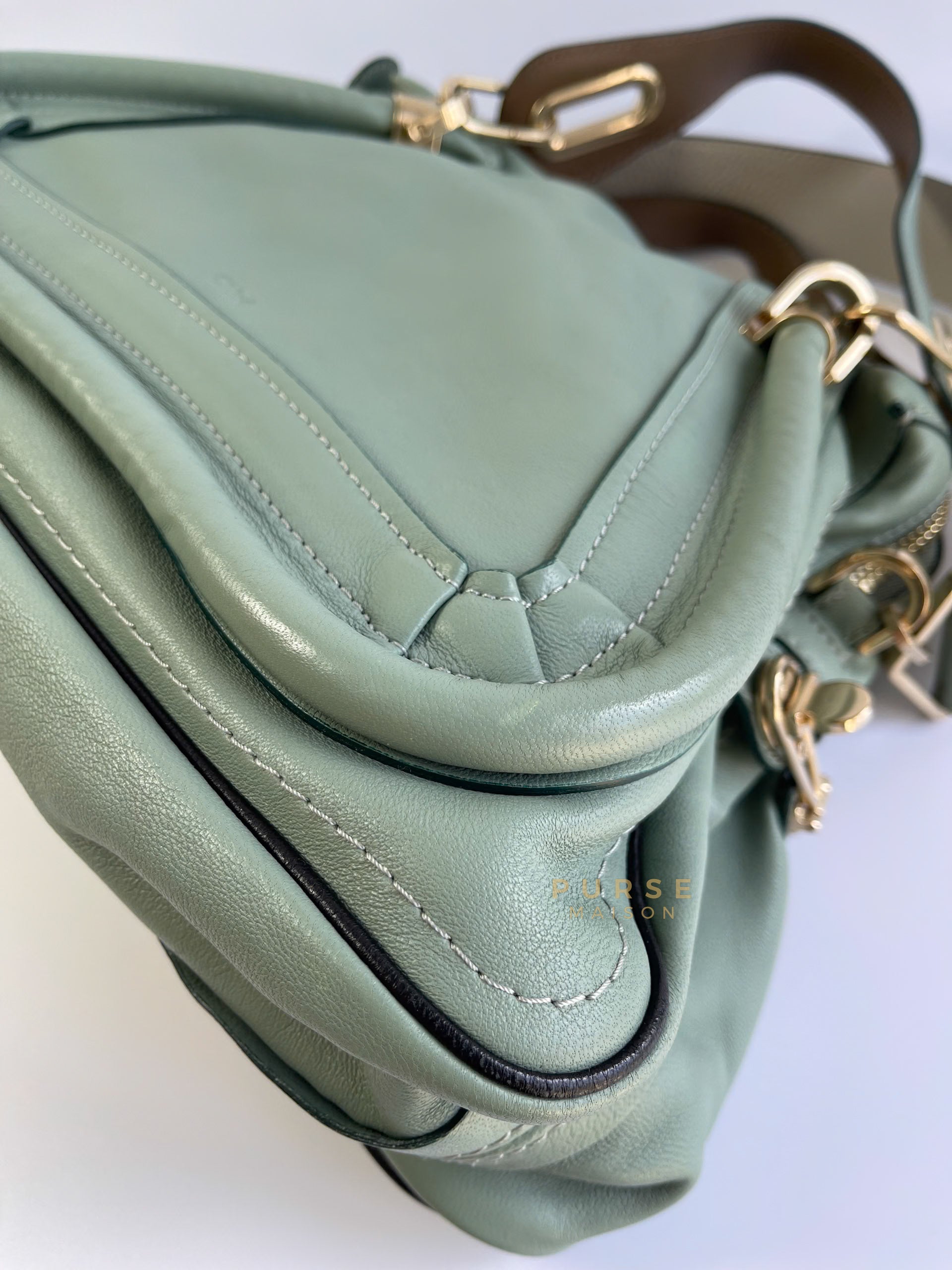 Paraty in Light Blue Green Pebbled Calfskin Leather Bag | Purse Maison Luxury Bags Shop