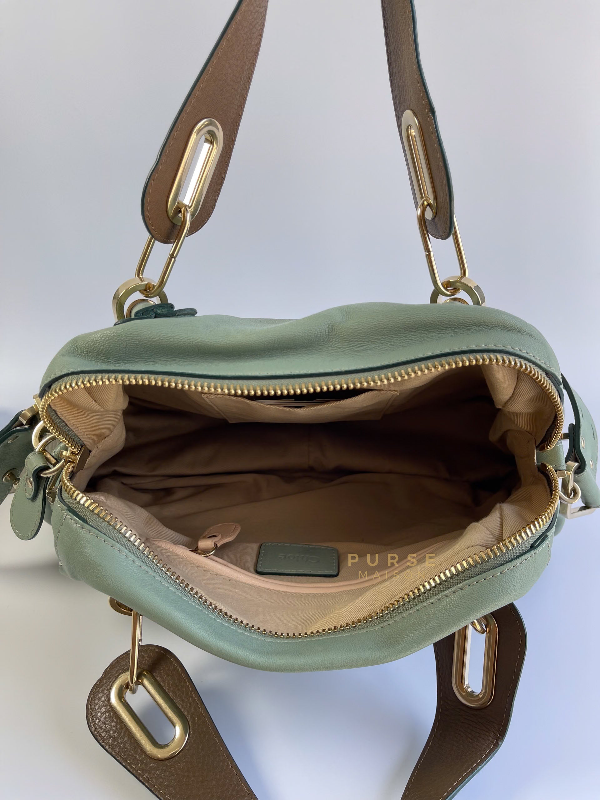 Paraty in Light Blue Green Pebbled Calfskin Leather Bag | Purse Maison Luxury Bags Shop