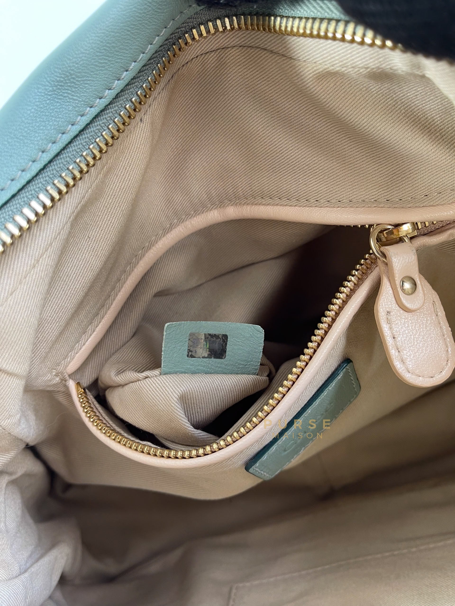 Paraty in Light Blue Green Pebbled Calfskin Leather Bag | Purse Maison Luxury Bags Shop