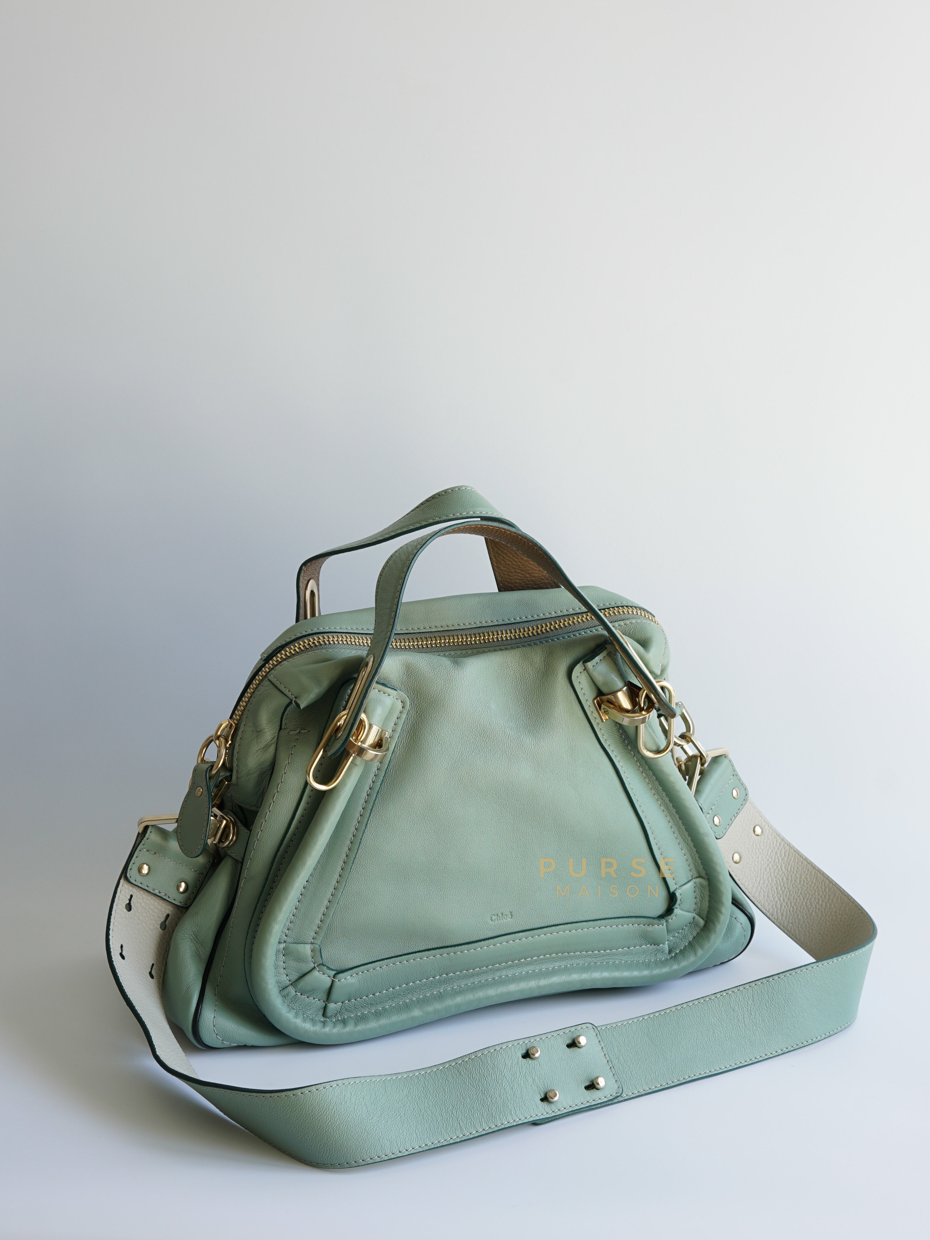 Paraty in Light Blue Green Pebbled Calfskin Leather Bag | Purse Maison Luxury Bags Shop