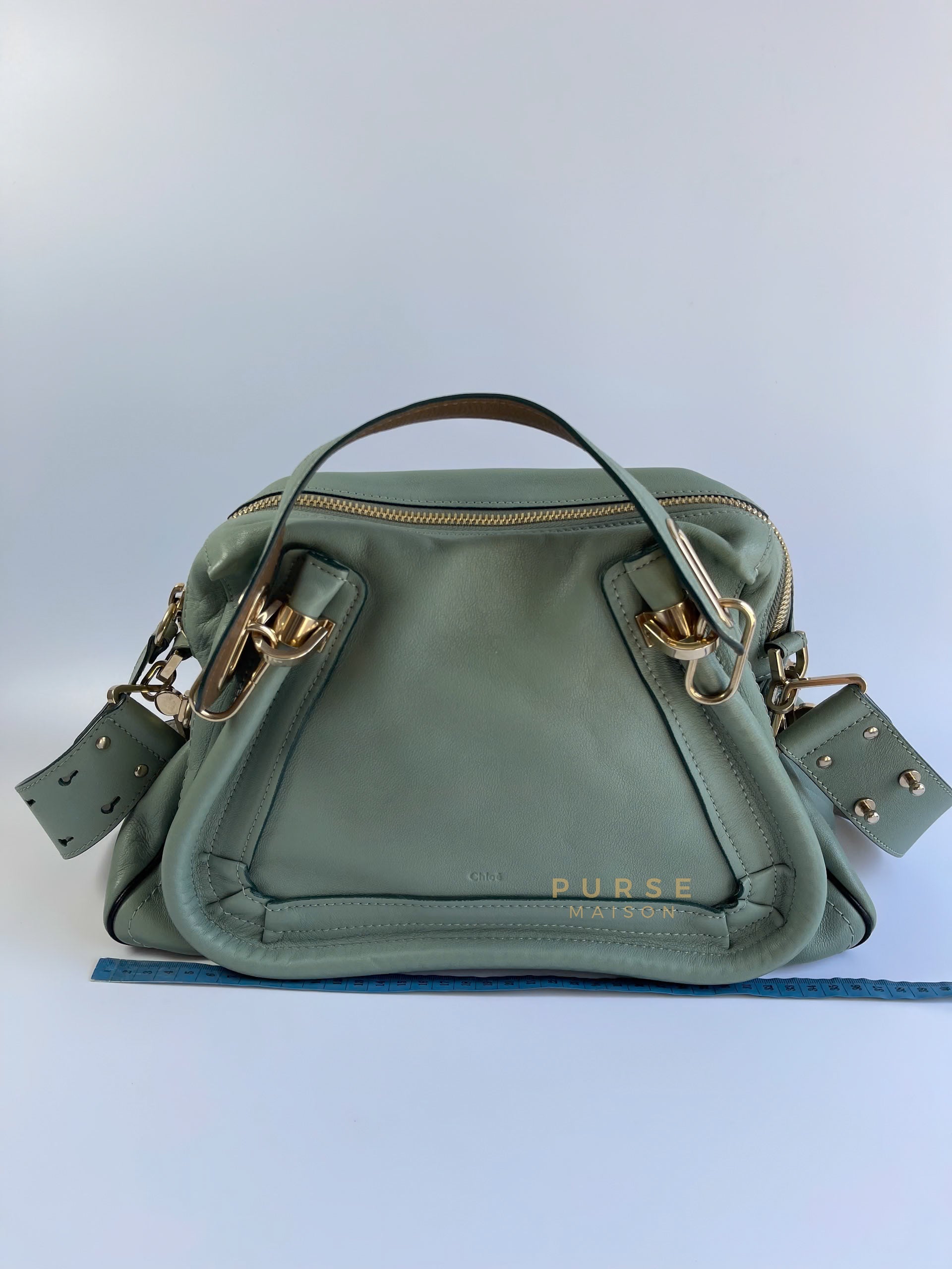 Paraty in Light Blue Green Pebbled Calfskin Leather Bag | Purse Maison Luxury Bags Shop