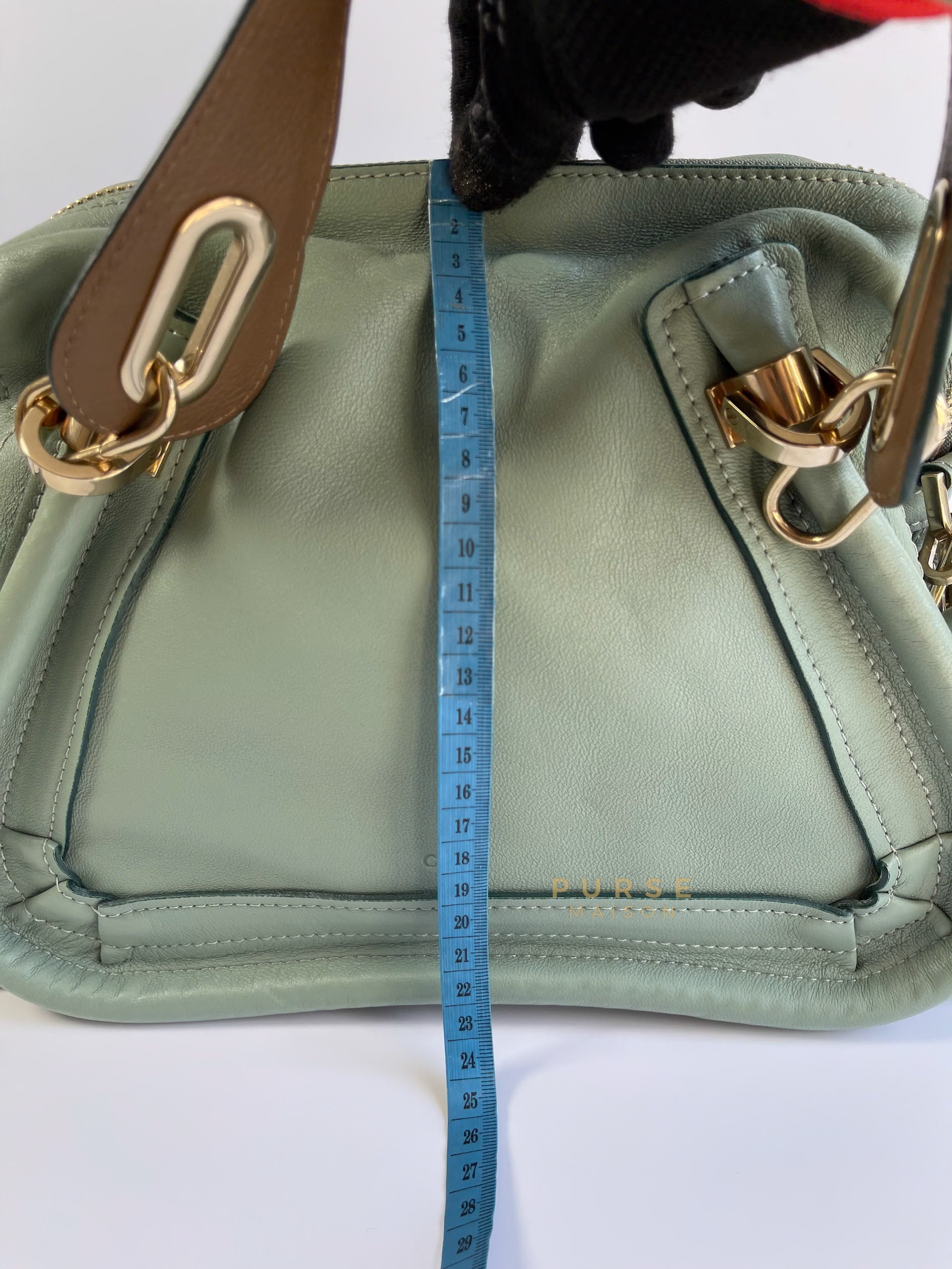 Paraty in Light Blue Green Pebbled Calfskin Leather Bag | Purse Maison Luxury Bags Shop