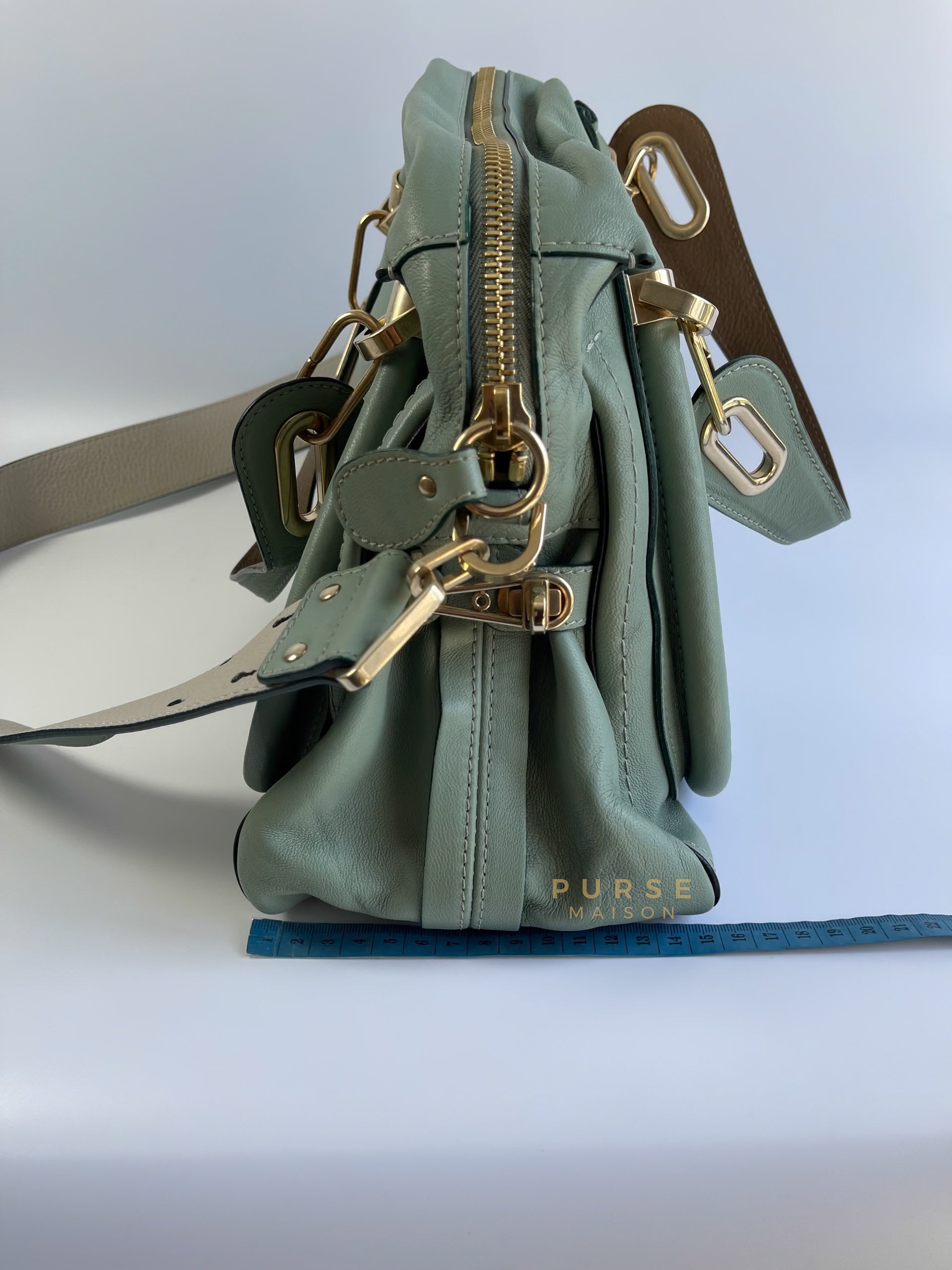 Paraty in Light Blue Green Pebbled Calfskin Leather Bag | Purse Maison Luxury Bags Shop