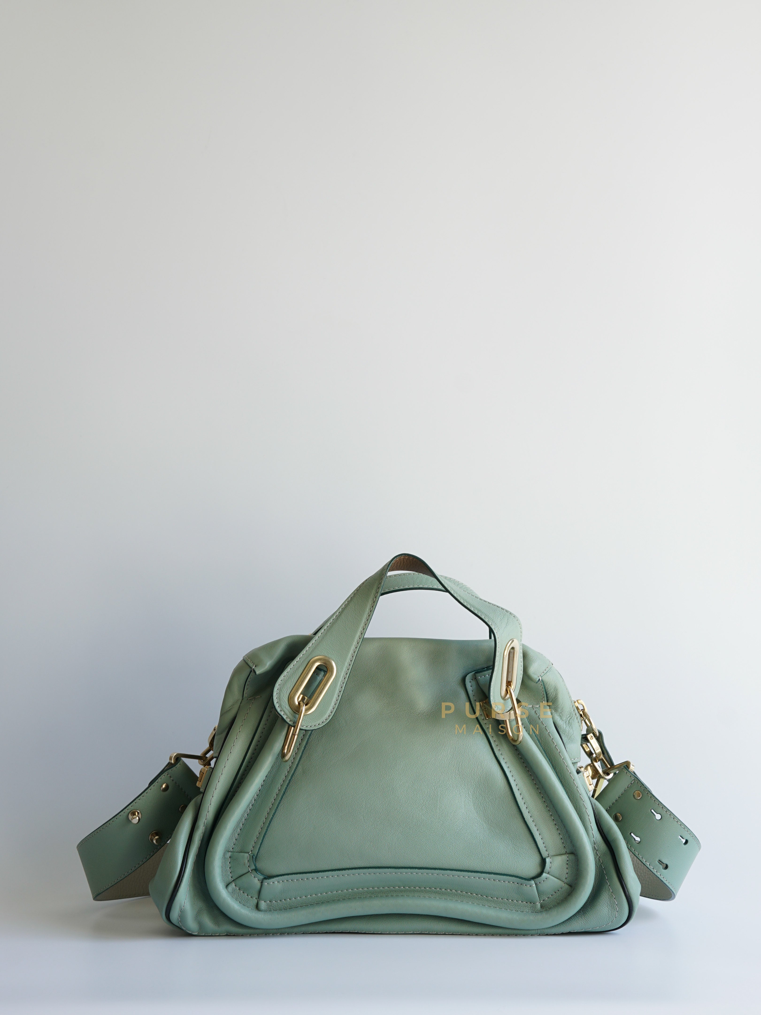 Paraty in Light Blue Green Pebbled Calfskin Leather Bag | Purse Maison Luxury Bags Shop