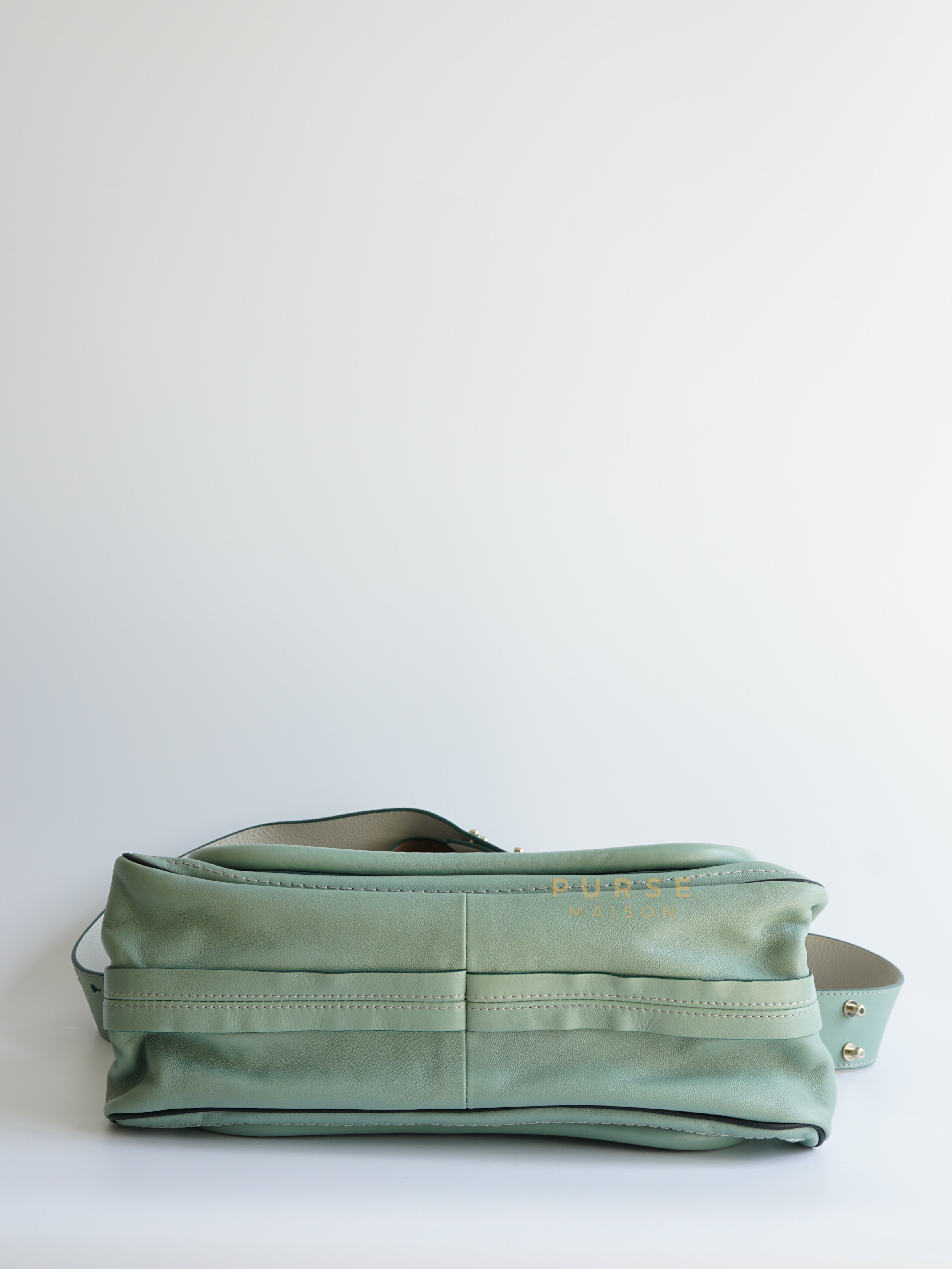 Paraty in Light Blue Green Pebbled Calfskin Leather Bag | Purse Maison Luxury Bags Shop