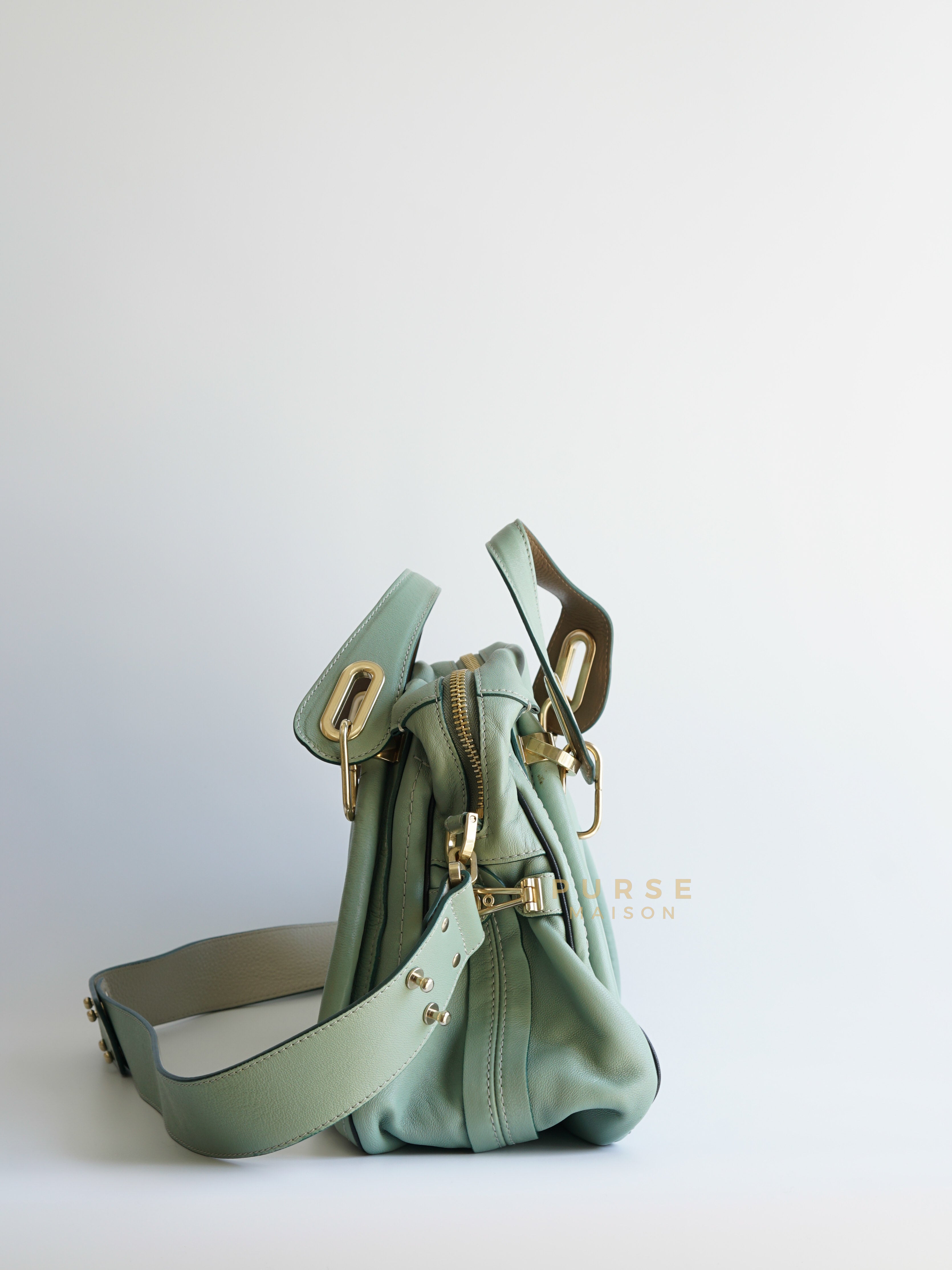 Paraty in Light Blue Green Pebbled Calfskin Leather Bag | Purse Maison Luxury Bags Shop