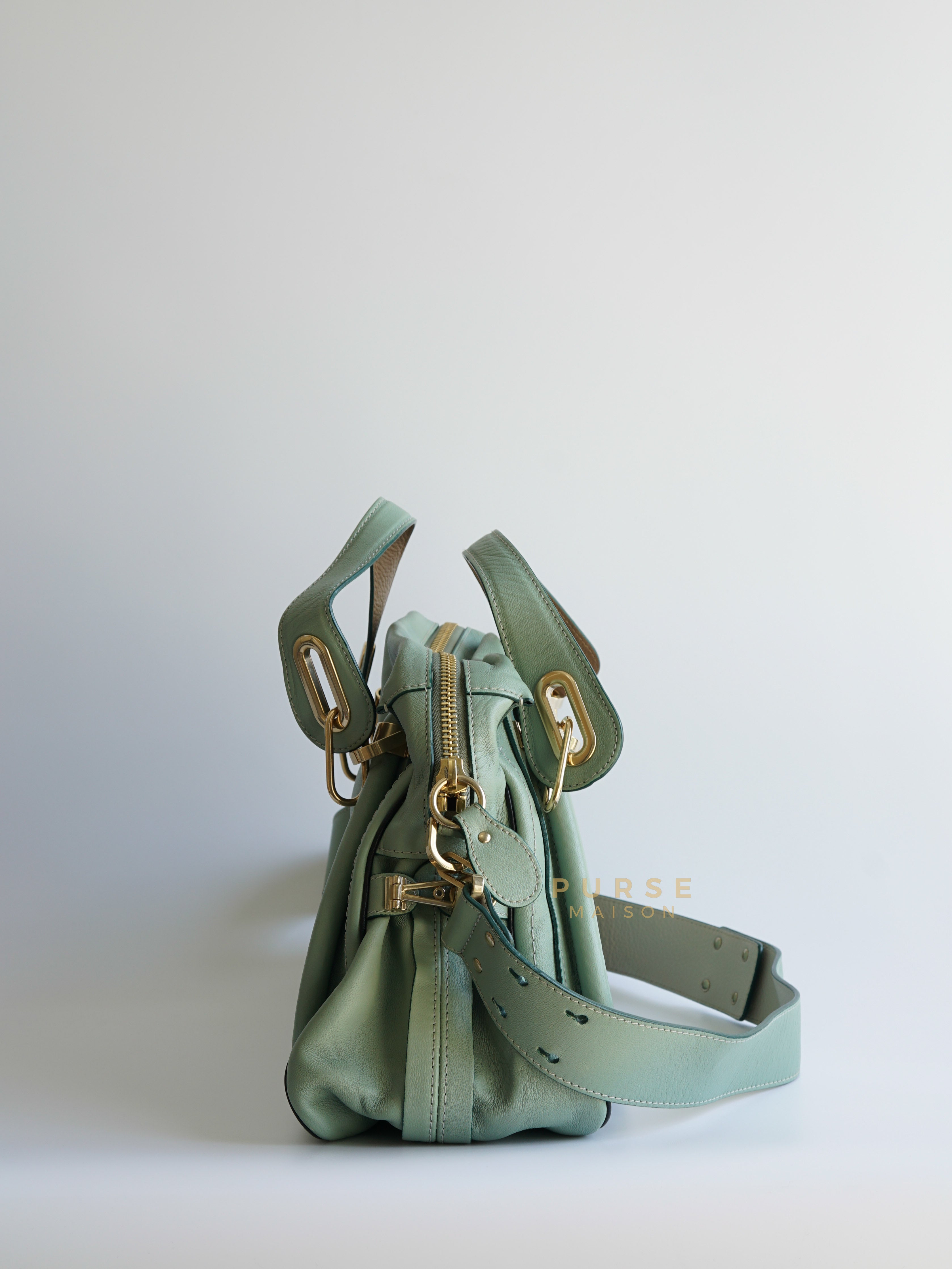 Paraty in Light Blue Green Pebbled Calfskin Leather Bag | Purse Maison Luxury Bags Shop