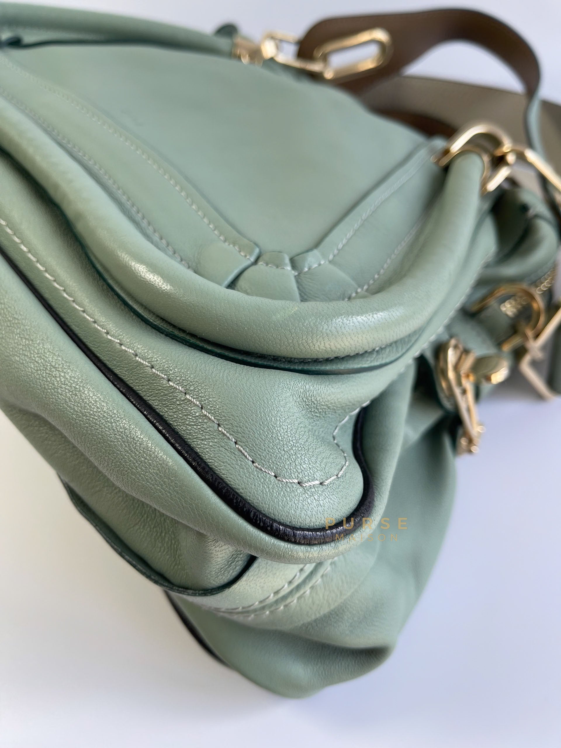 Paraty in Light Blue Green Pebbled Calfskin Leather Bag | Purse Maison Luxury Bags Shop