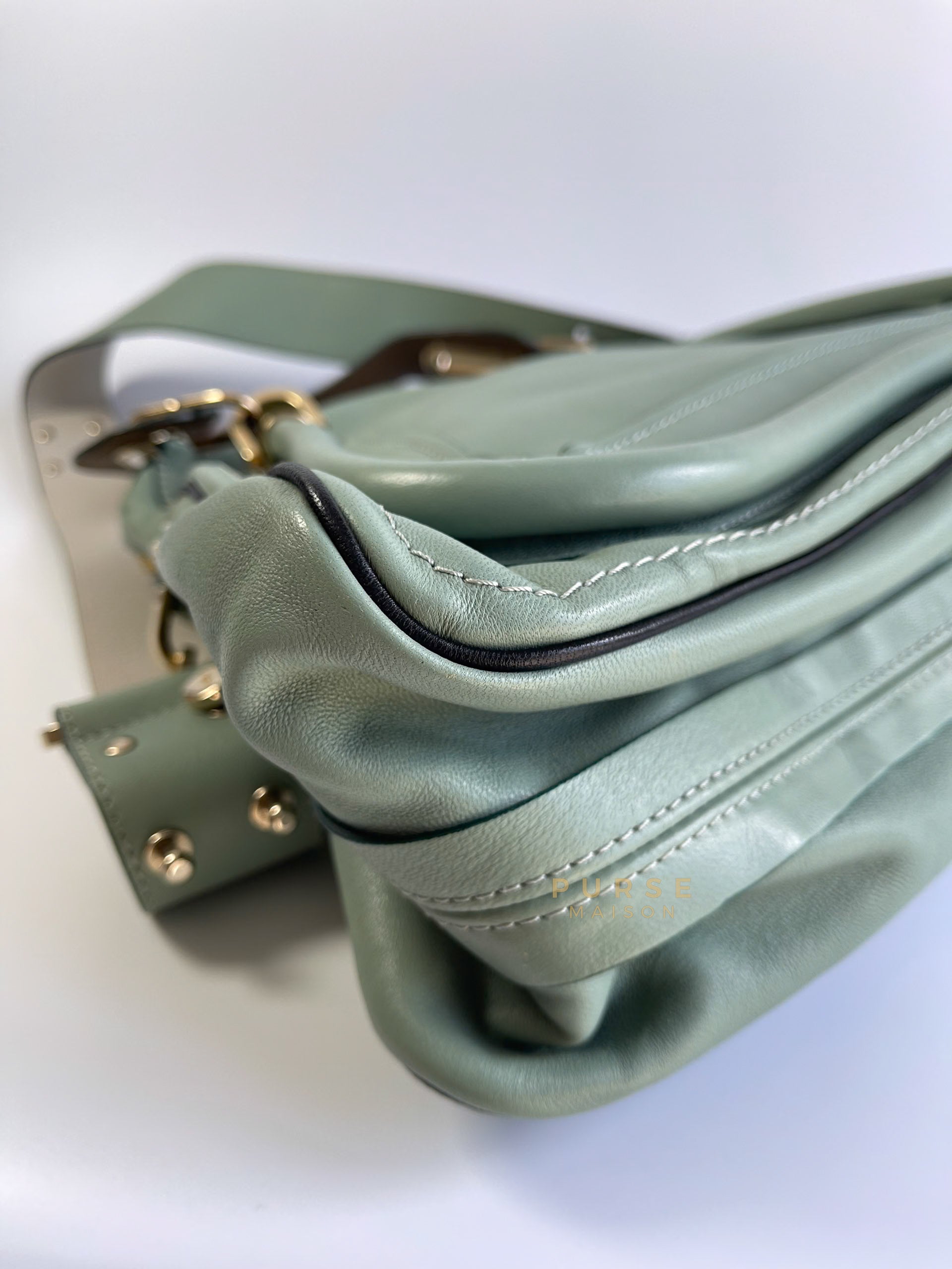 Paraty in Light Blue Green Pebbled Calfskin Leather Bag | Purse Maison Luxury Bags Shop