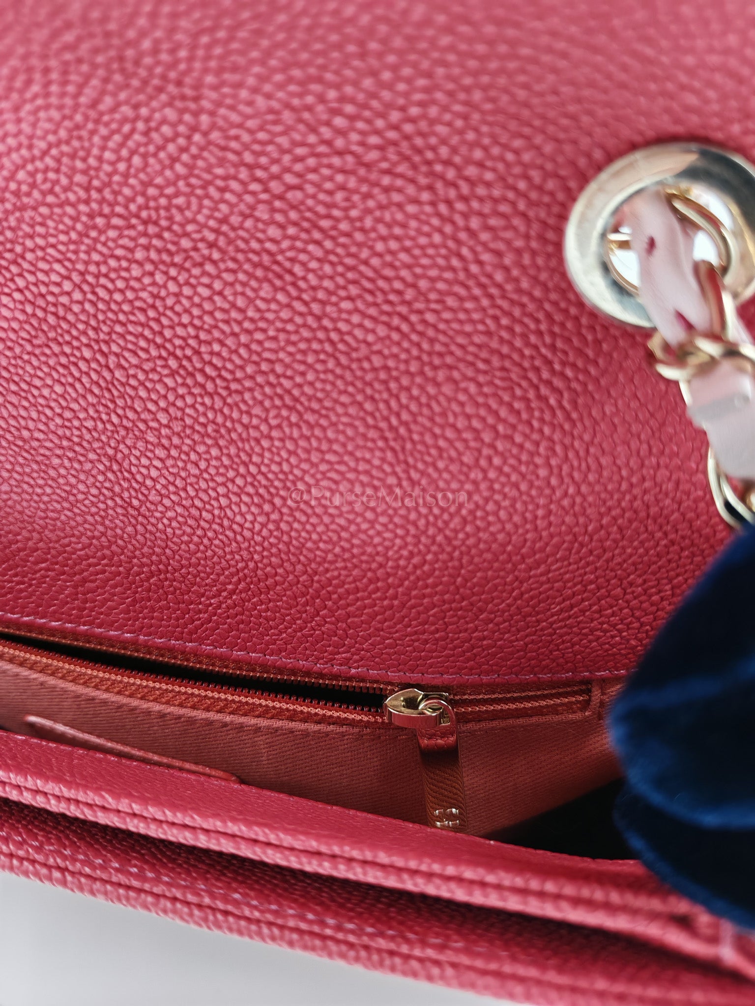 Paris-Cuba Thread Around Flap in Red Cavial Leather and Light Gold Hardware Series 25 | Purse Maison Luxury Bags Shop