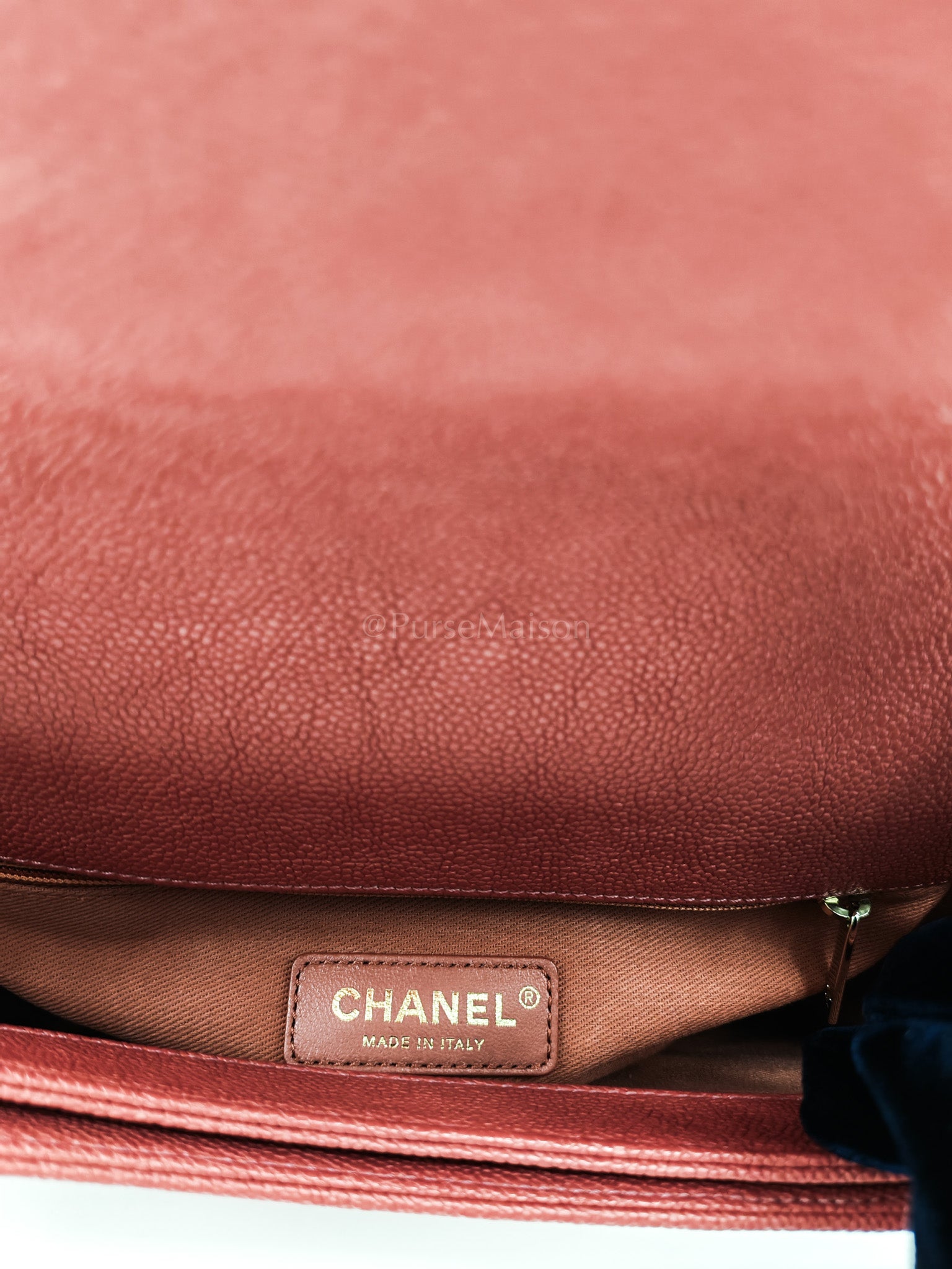 Paris-Cuba Thread Around Flap in Red Cavial Leather and Light Gold Hardware Series 25 | Purse Maison Luxury Bags Shop