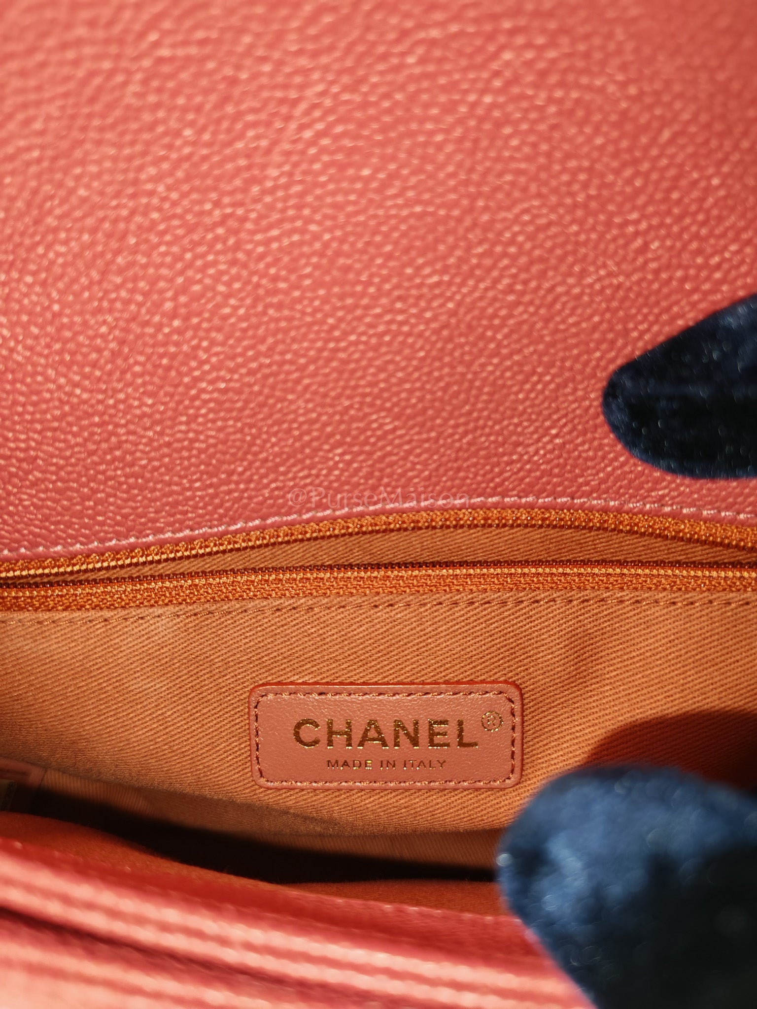 Paris-Cuba Thread Around Flap in Red Cavial Leather and Light Gold Hardware Series 25 | Purse Maison Luxury Bags Shop