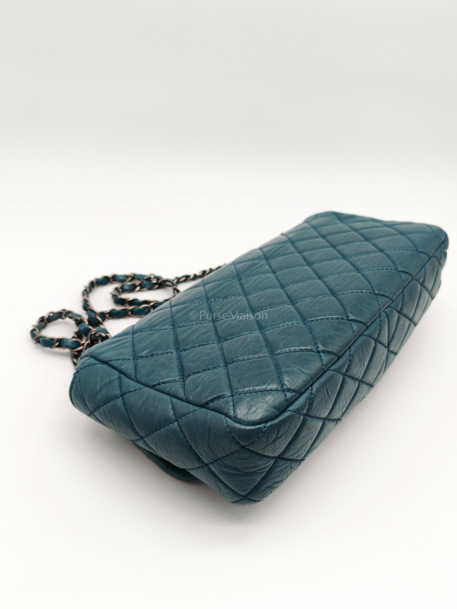 Paris Dallas CC Double Flap in Turquoise Quilted Calfskin Leather Ruthenium Hardware (Series 19) | Purse Maison Luxury Bags Shop