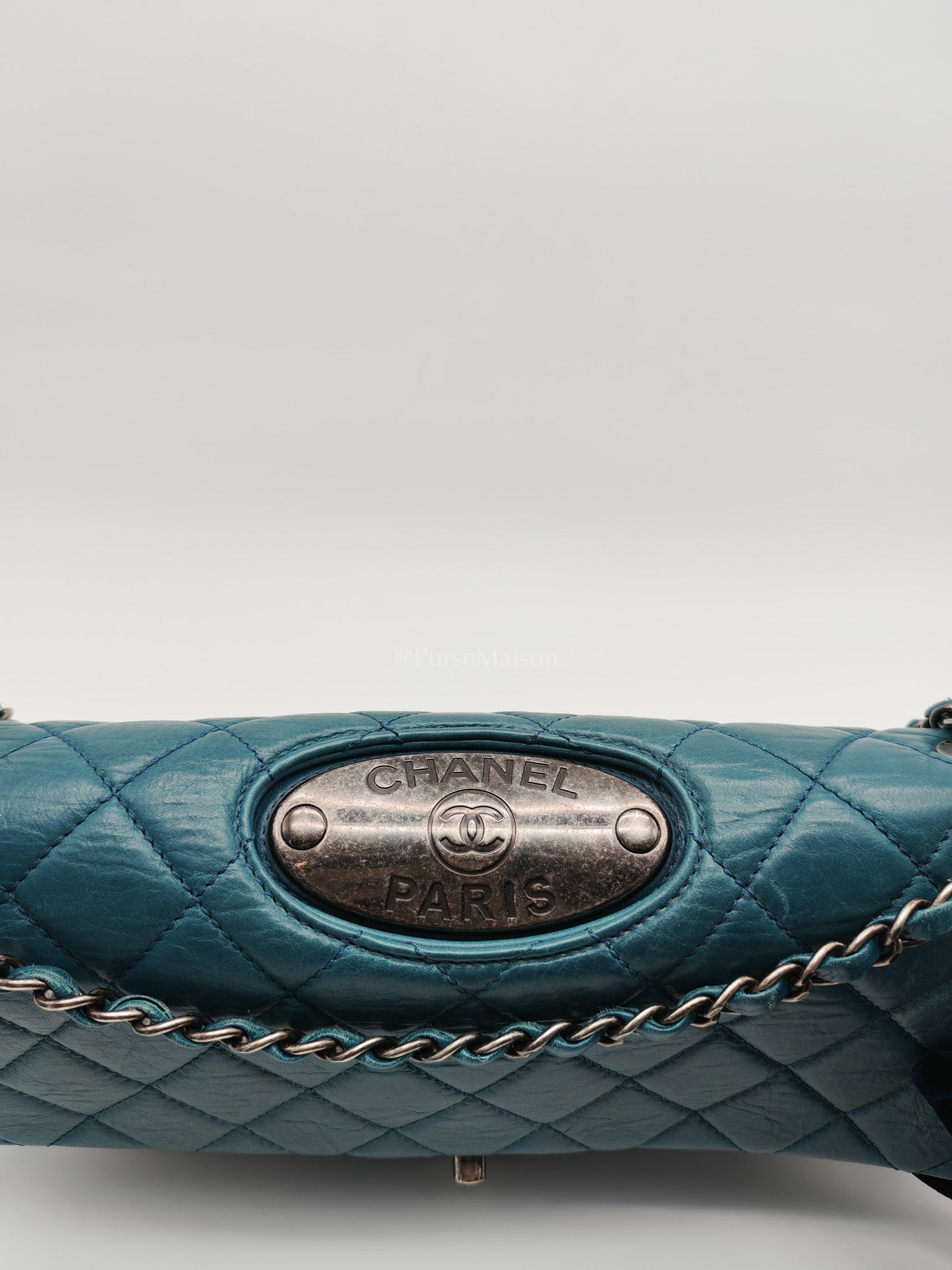 Paris Dallas CC Double Flap in Turquoise Quilted Calfskin Leather Ruthenium Hardware (Series 19) | Purse Maison Luxury Bags Shop