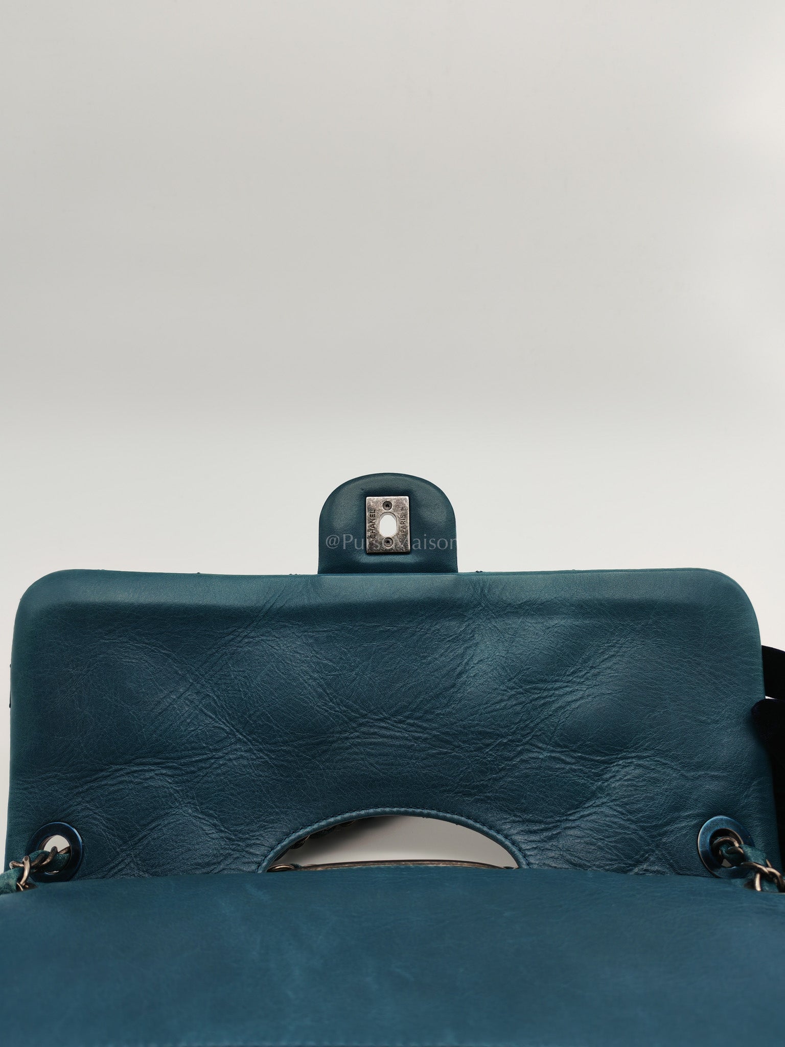 Paris Dallas CC Double Flap in Turquoise Quilted Calfskin Leather Ruthenium Hardware (Series 19) | Purse Maison Luxury Bags Shop