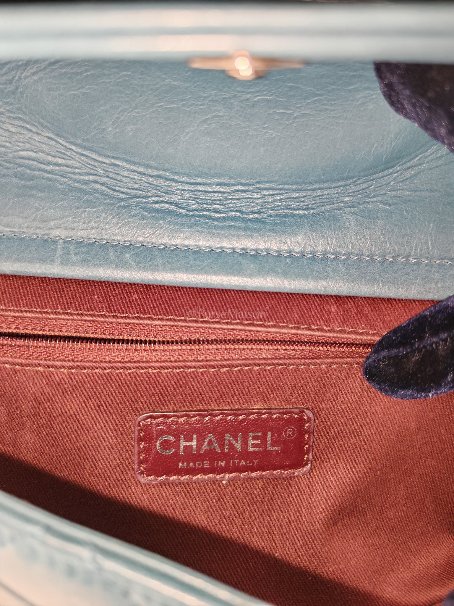 Paris Dallas CC Double Flap in Turquoise Quilted Calfskin Leather Ruthenium Hardware (Series 19) | Purse Maison Luxury Bags Shop