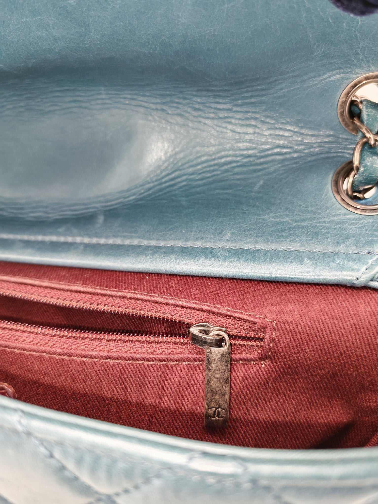 Paris Dallas CC Double Flap in Turquoise Quilted Calfskin Leather Ruthenium Hardware (Series 19) | Purse Maison Luxury Bags Shop