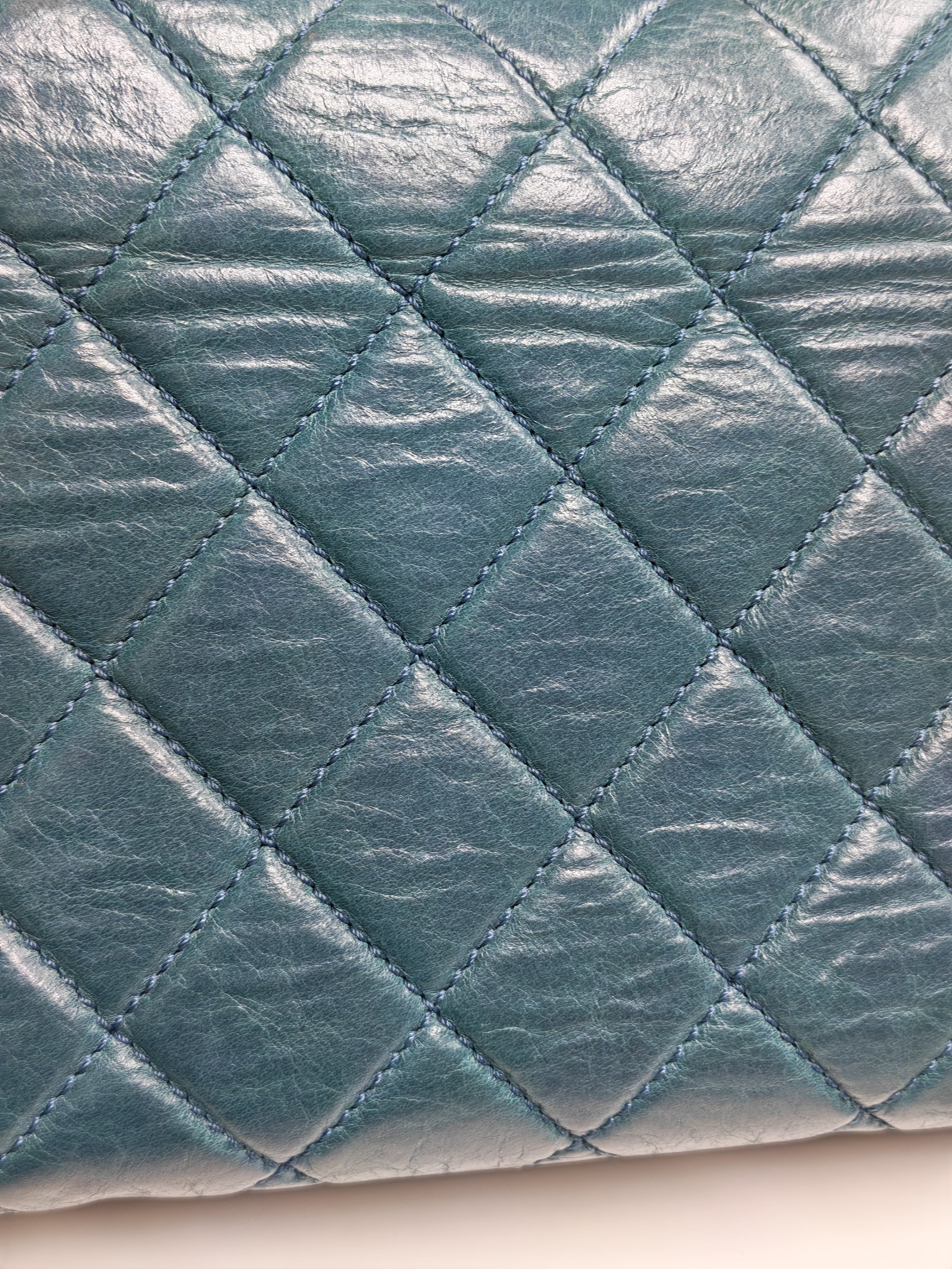 Paris Dallas CC Double Flap in Turquoise Quilted Calfskin Leather Ruthenium Hardware (Series 19) | Purse Maison Luxury Bags Shop