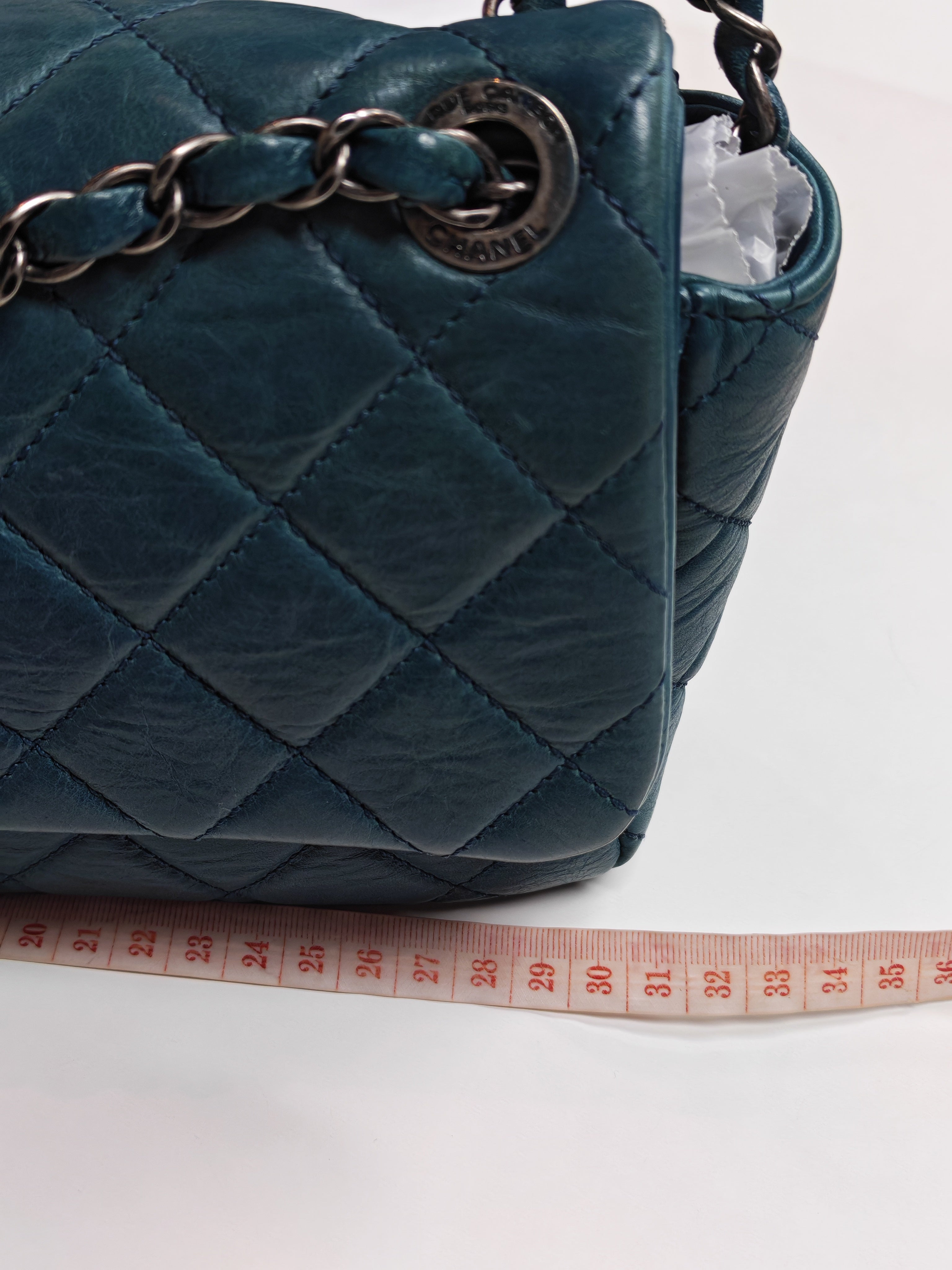 Paris Dallas CC Double Flap in Turquoise Quilted Calfskin Leather Ruthenium Hardware (Series 19) | Purse Maison Luxury Bags Shop