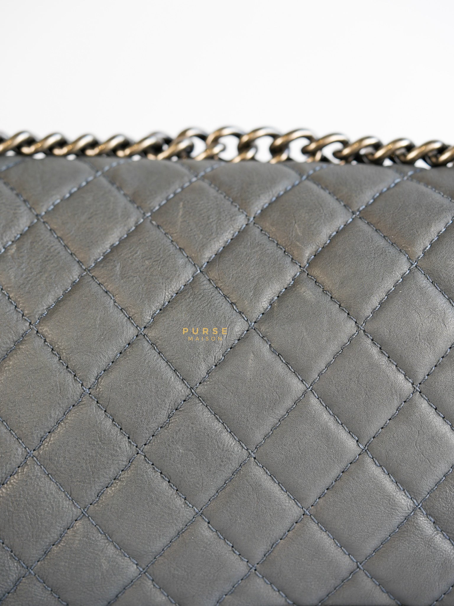 Paris-Dallas Flap in Grey Lambskin Leather in Ruthenium Hardware Series 19 | Purse Maison Luxury Bags Shop