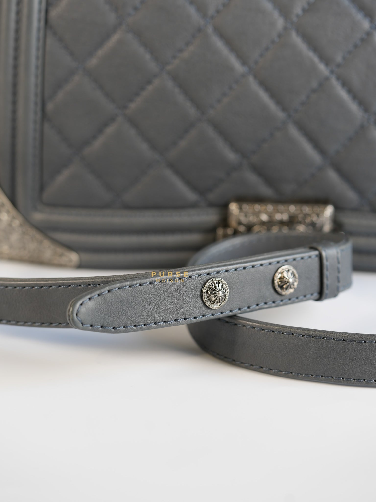 Paris-Dallas Flap in Grey Lambskin Leather in Ruthenium Hardware Series 19 | Purse Maison Luxury Bags Shop